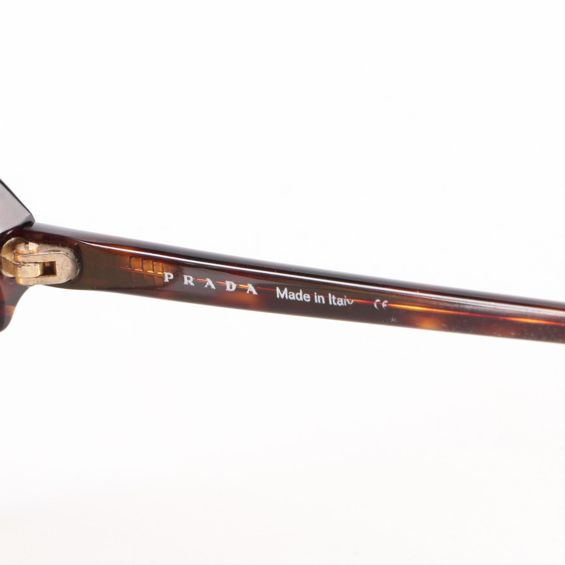 Prada SPR 03C Havana Half-Rim Sunglasses with Case