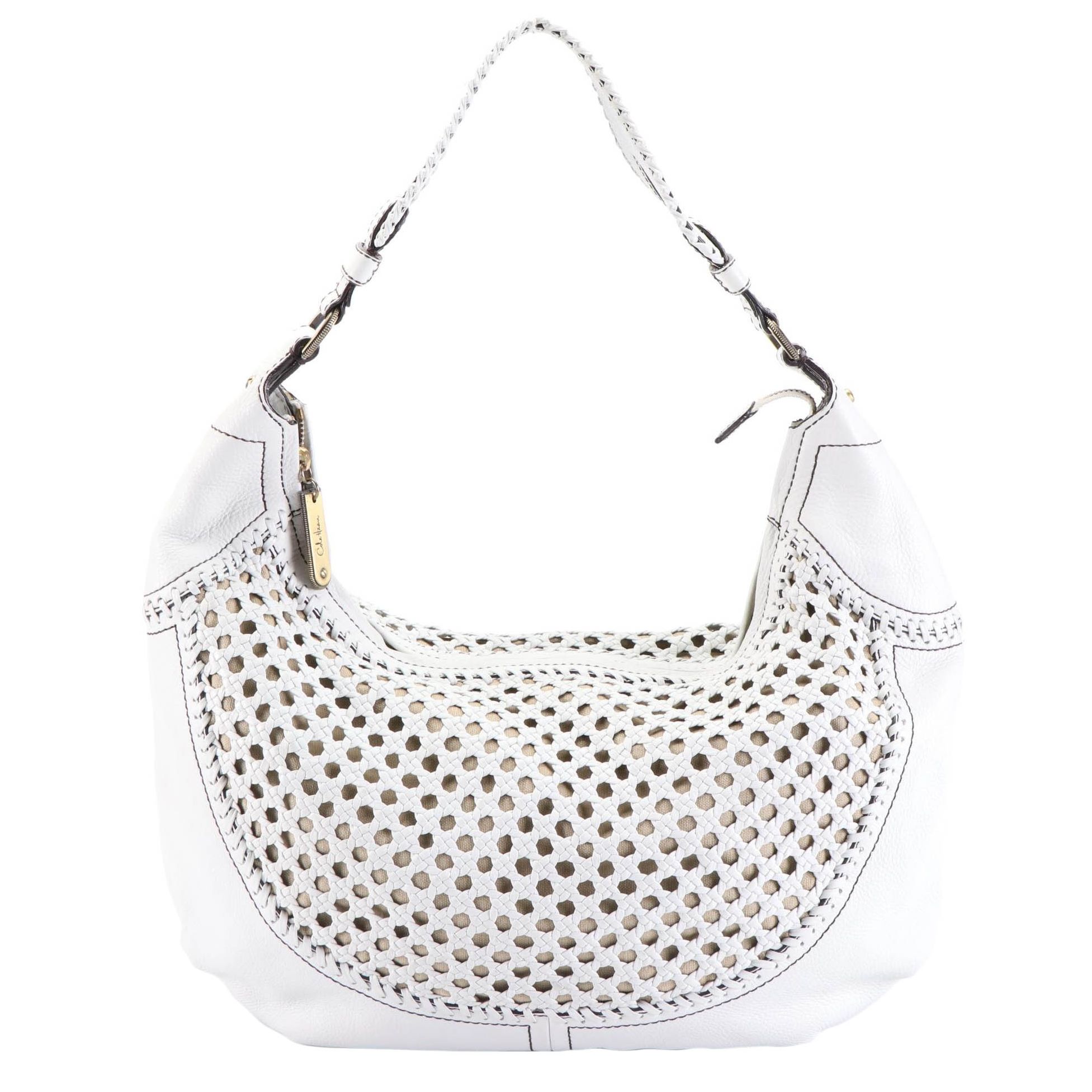 Cole Haan Shoulder Bag in Woven Openwork and Grained Leather