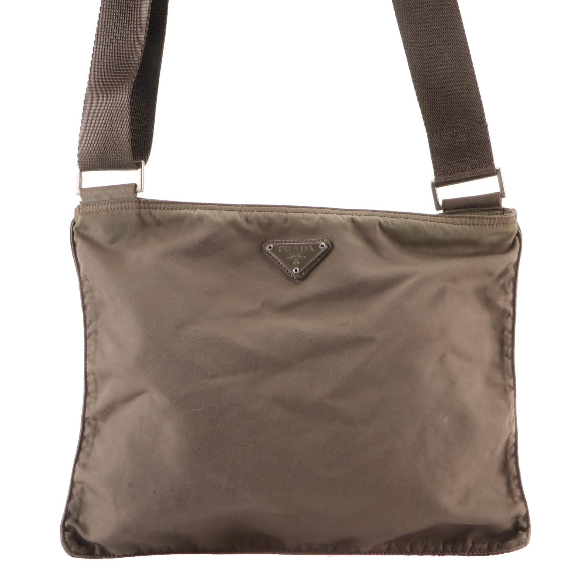 Prada Slim Zip Crossbody Bag in Nylon Gabardine
