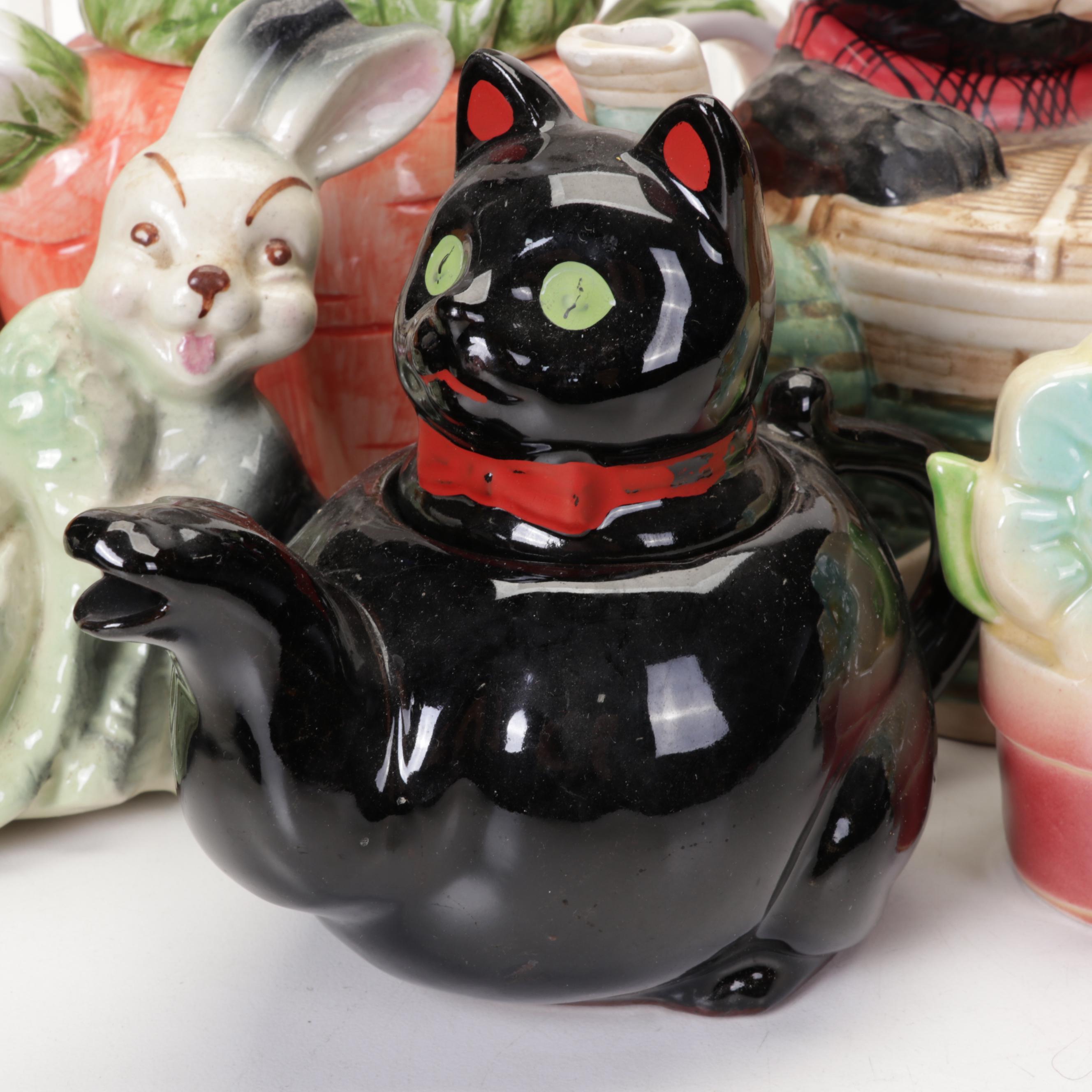 Ceramic Figural Teapots, Planters and Other Table Accessories,