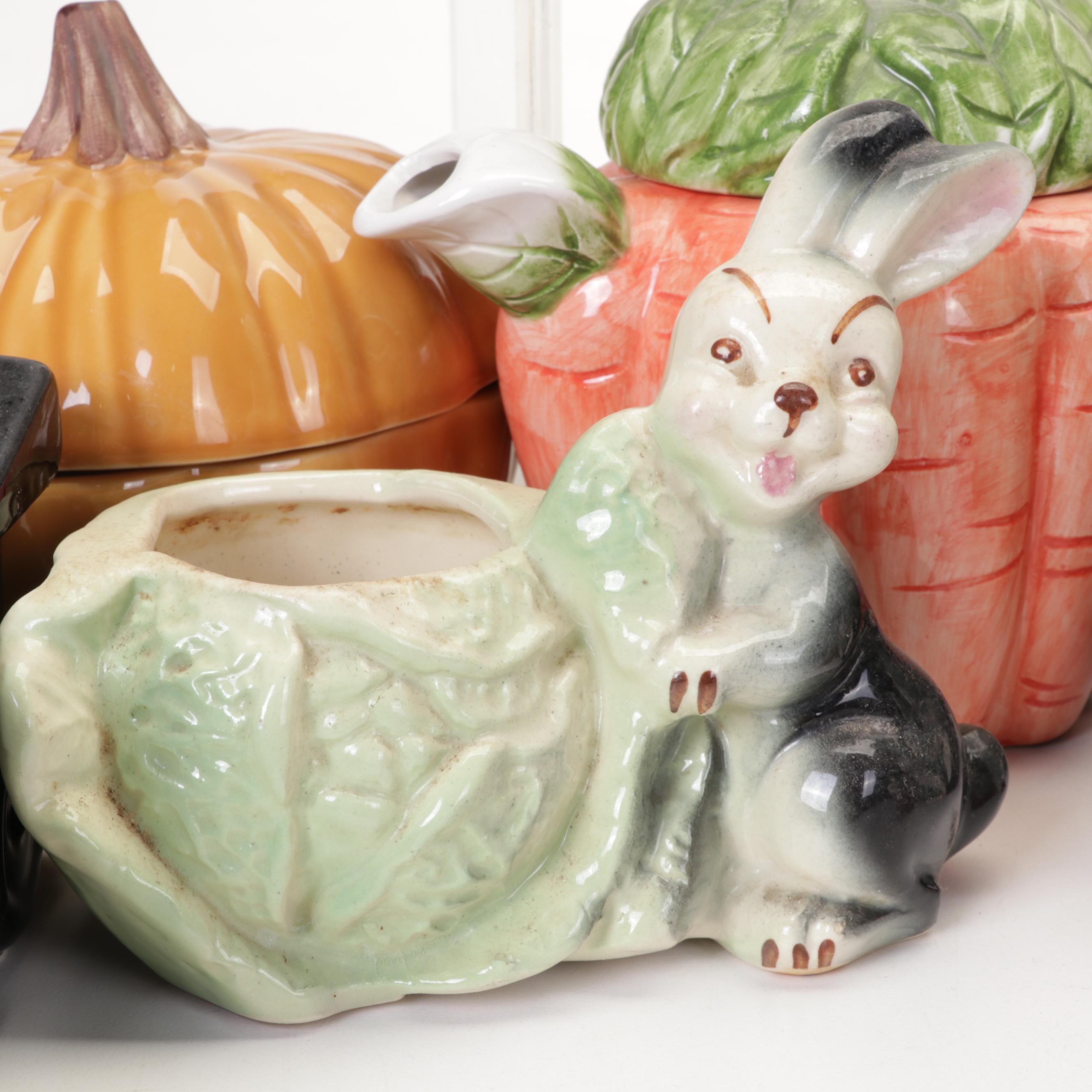 Ceramic Figural Teapots, Planters and Other Table Accessories,