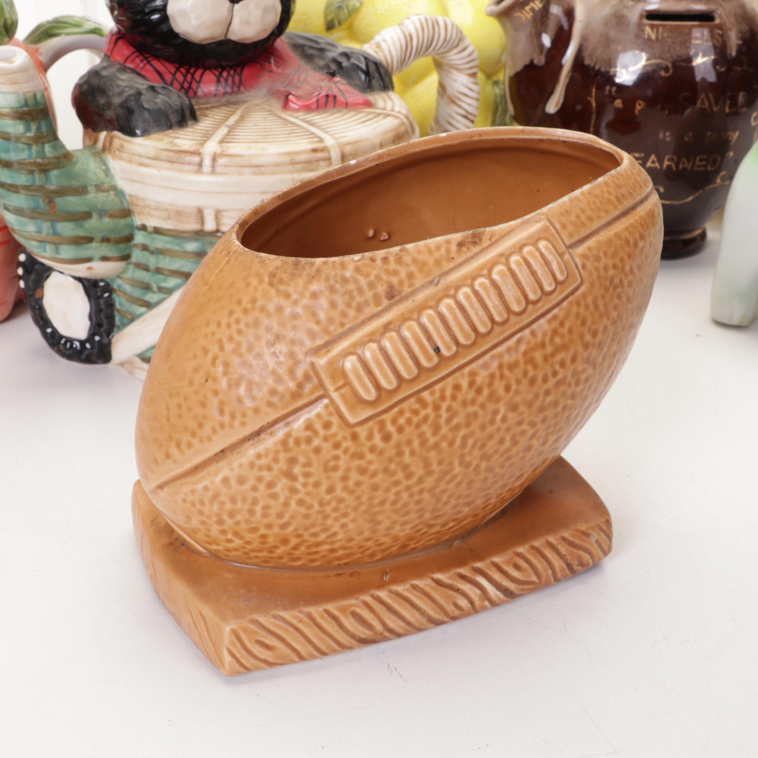 Ceramic Figural Teapots, Planters and Other Table Accessories,