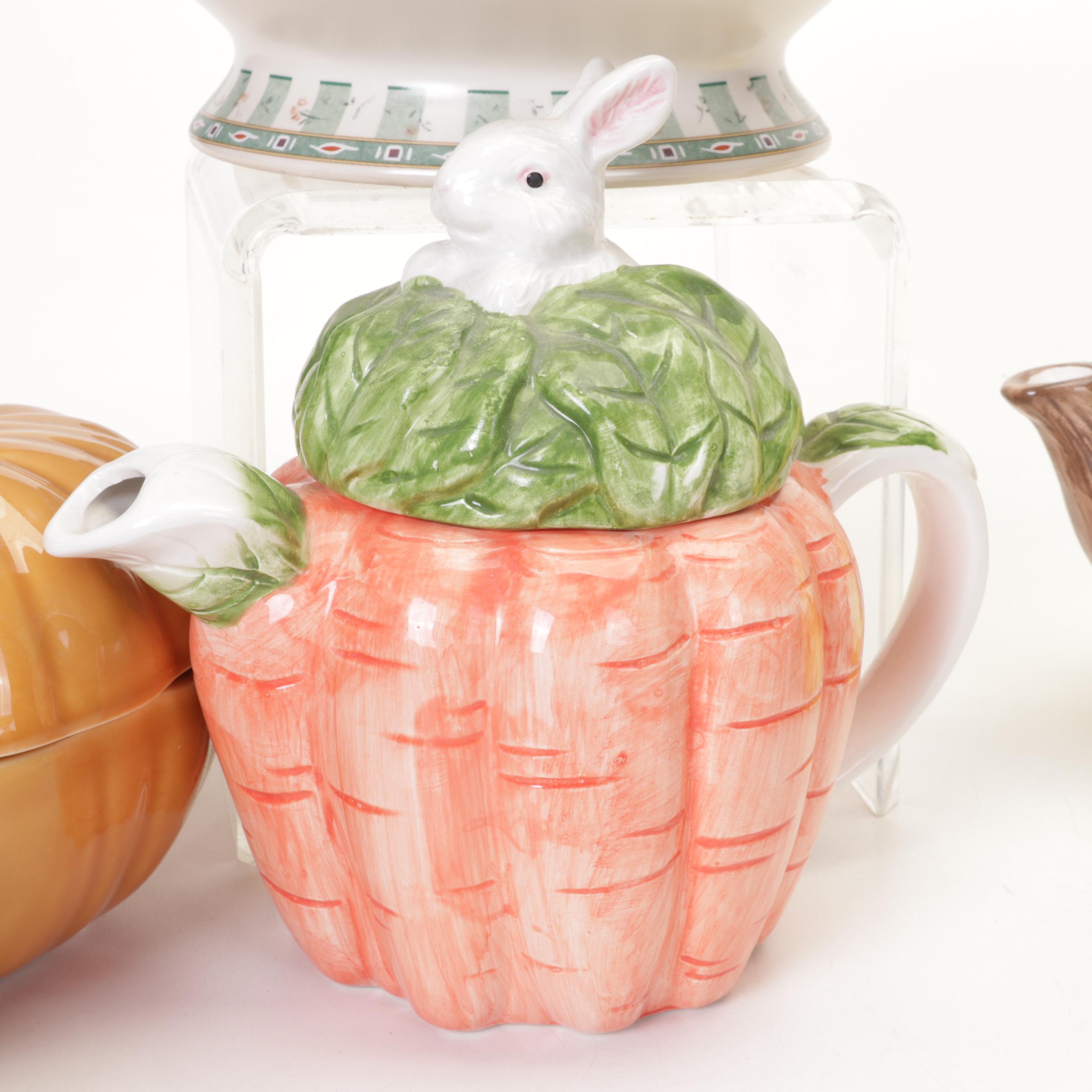 Ceramic Figural Teapots, Planters and Other Table Accessories,