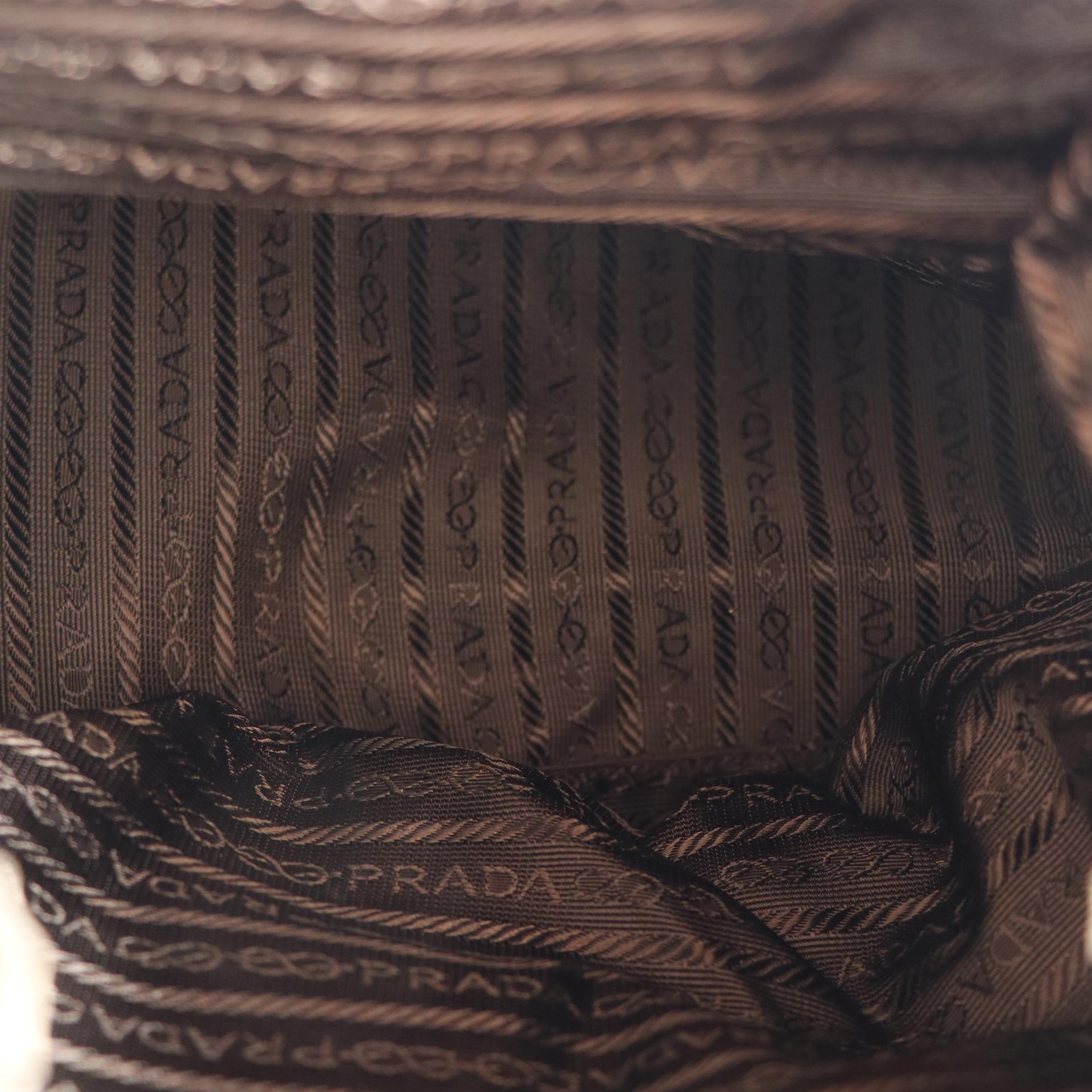 Prada Drawstring Backpack in Nylon Twill and Leather Trim