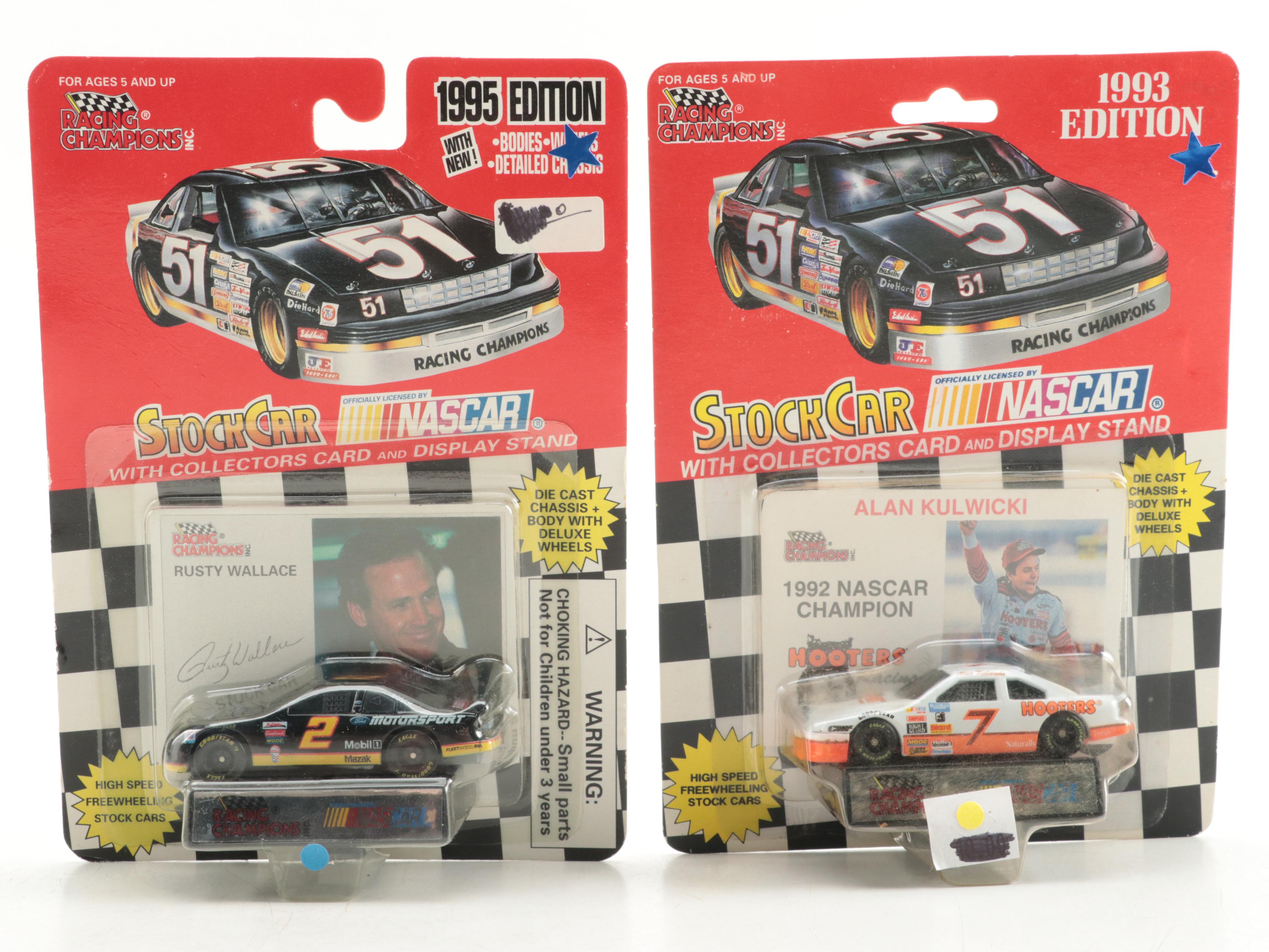 Racing Champions NASCAR Diecast Stock Cars with Collector Cards and Stands