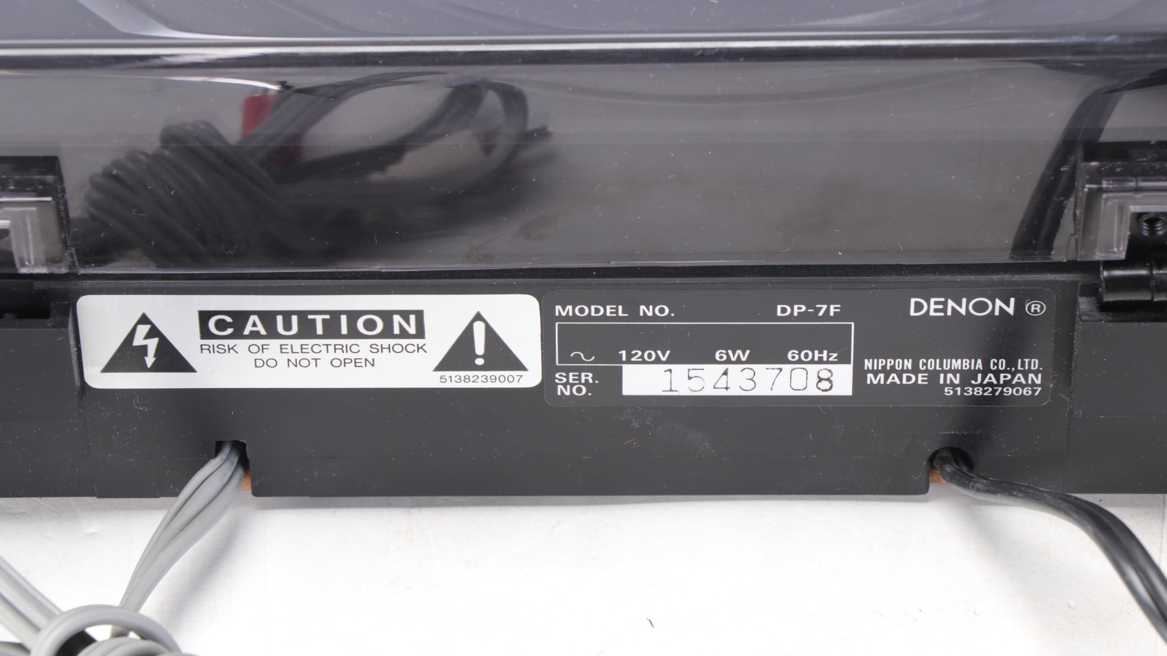 Denon DP-7F 2-Speed Direct Drive Fully Automatic Turntable Record Player, 1990