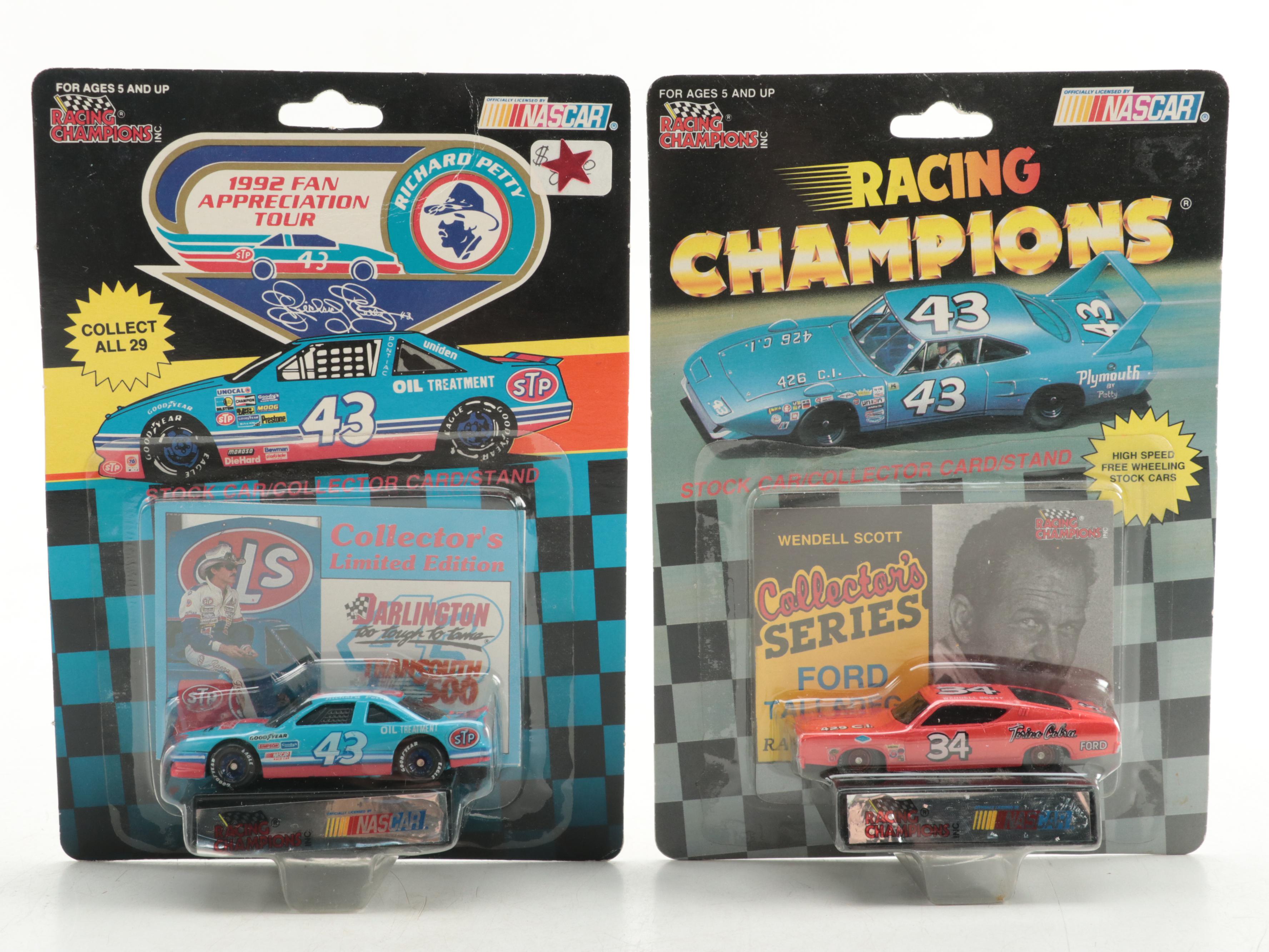 Racing Champions NASCAR Diecast Stock Cars with Collector Cards and Stands