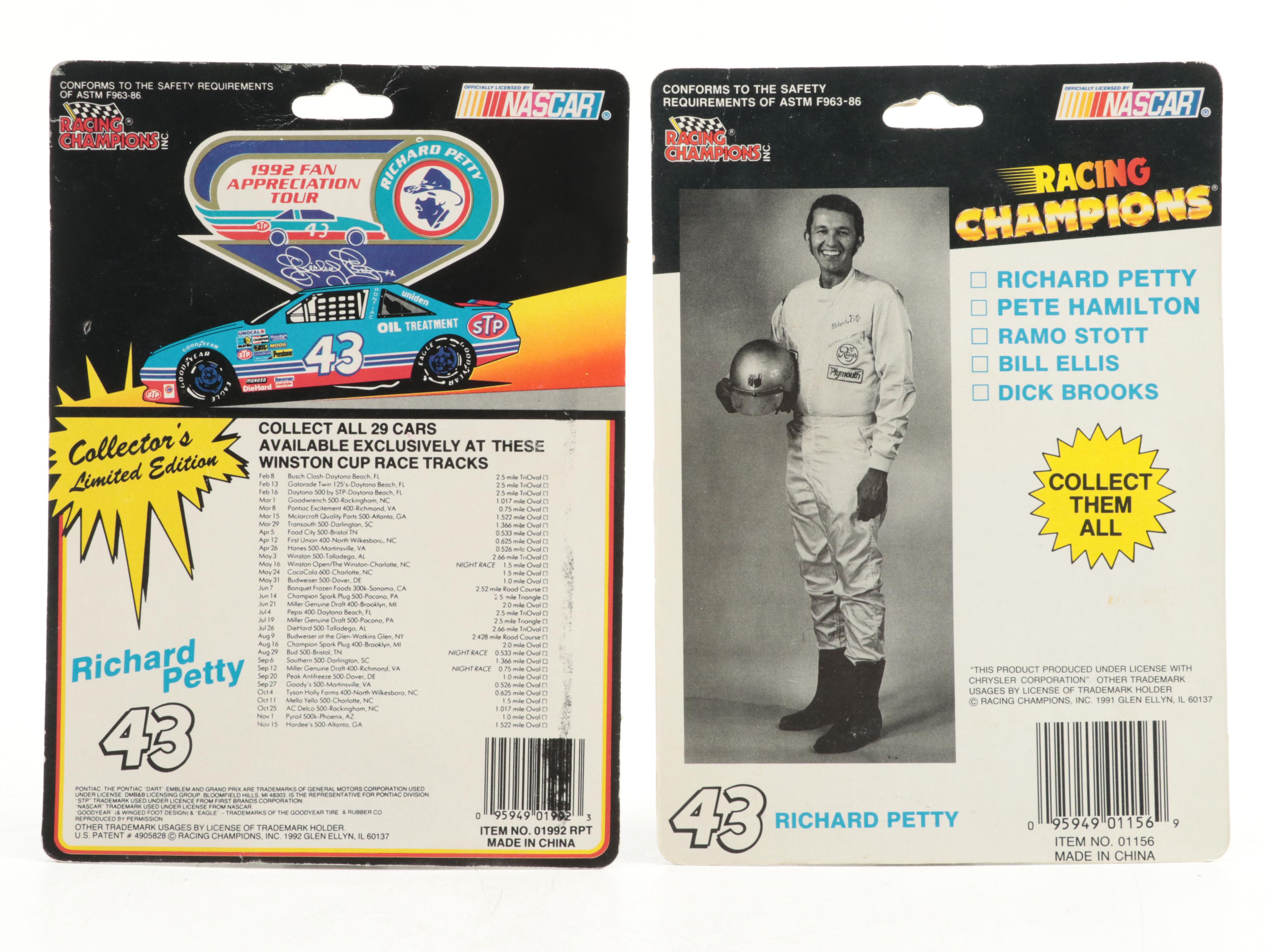 Racing Champions NASCAR Diecast Stock Cars with Collector Cards and Stands