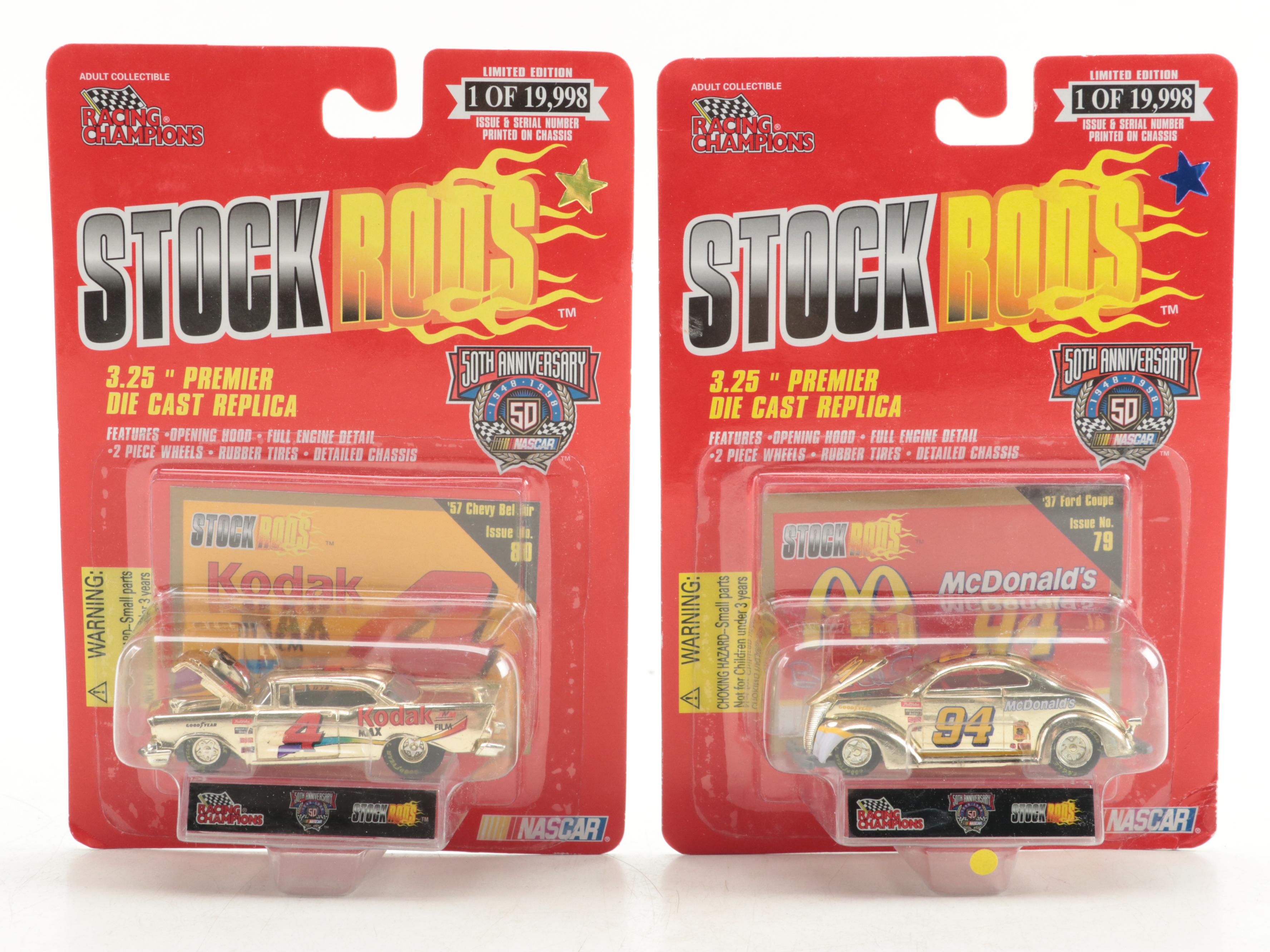 Racing Champions NASCAR Diecast Stock Cars with Collector Cards and Stands
