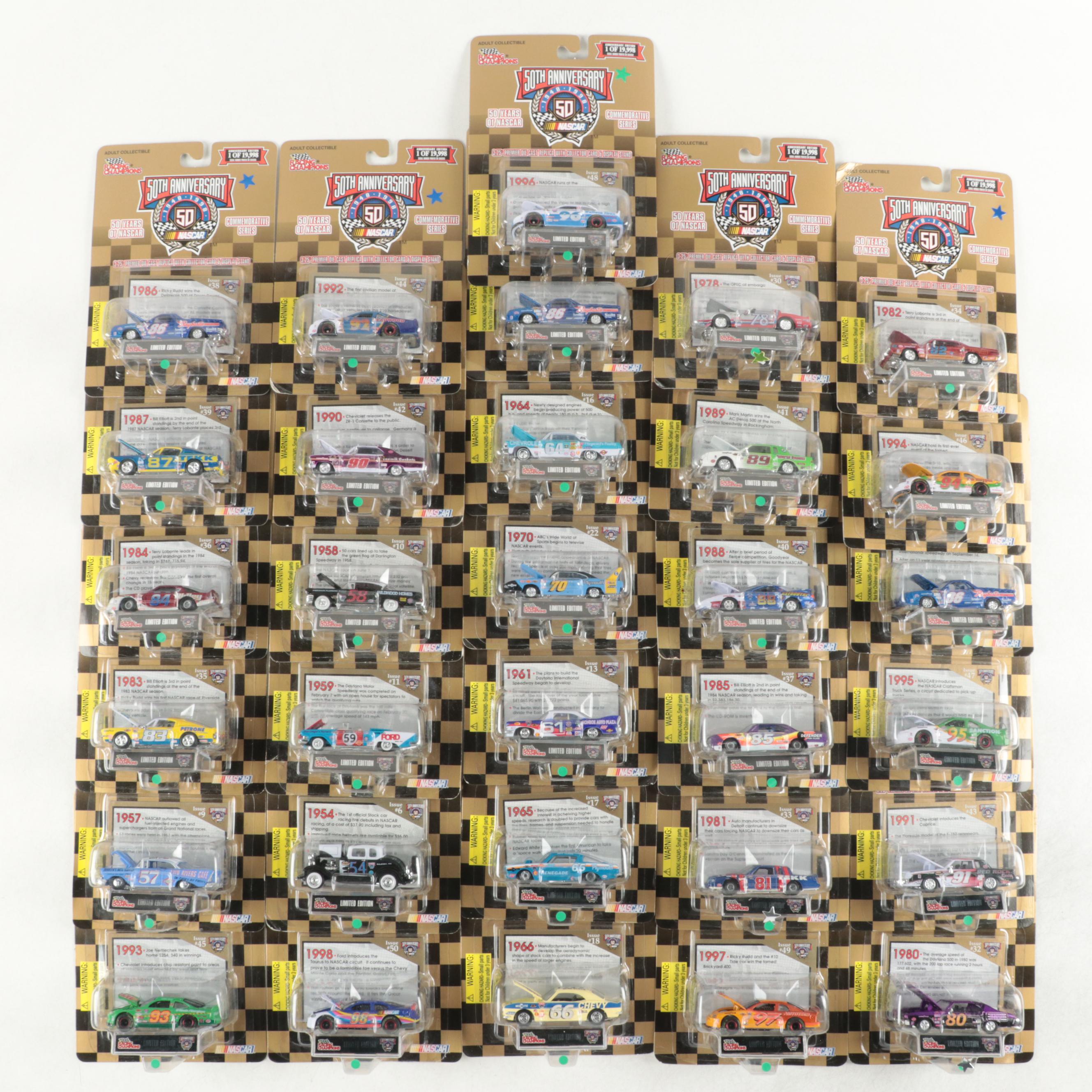 Racing Champions NASCAR 50th Anniversary Diecast Cars with Collector Cards