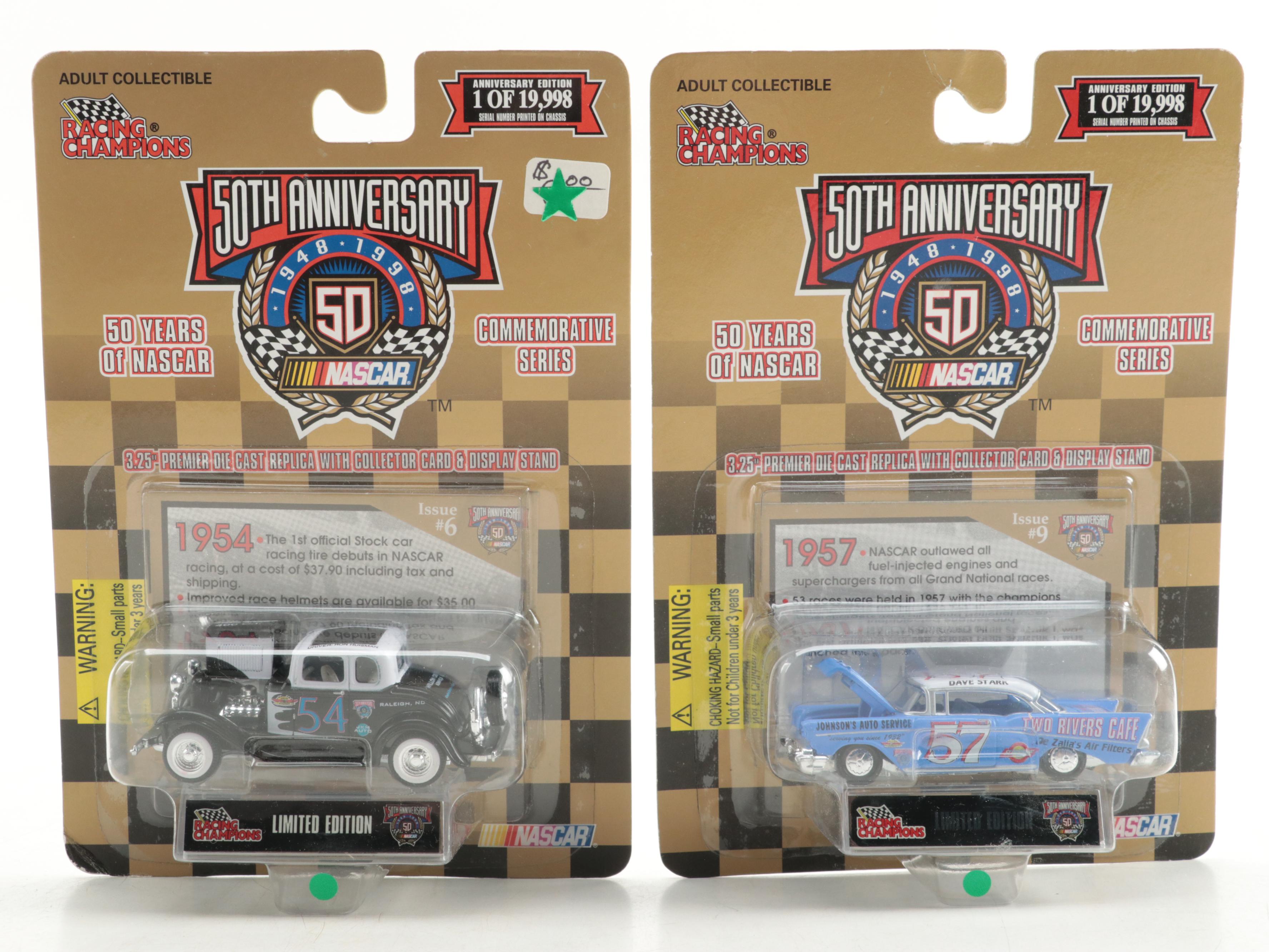 Racing Champions NASCAR 50th Anniversary Diecast Cars with Collector Cards