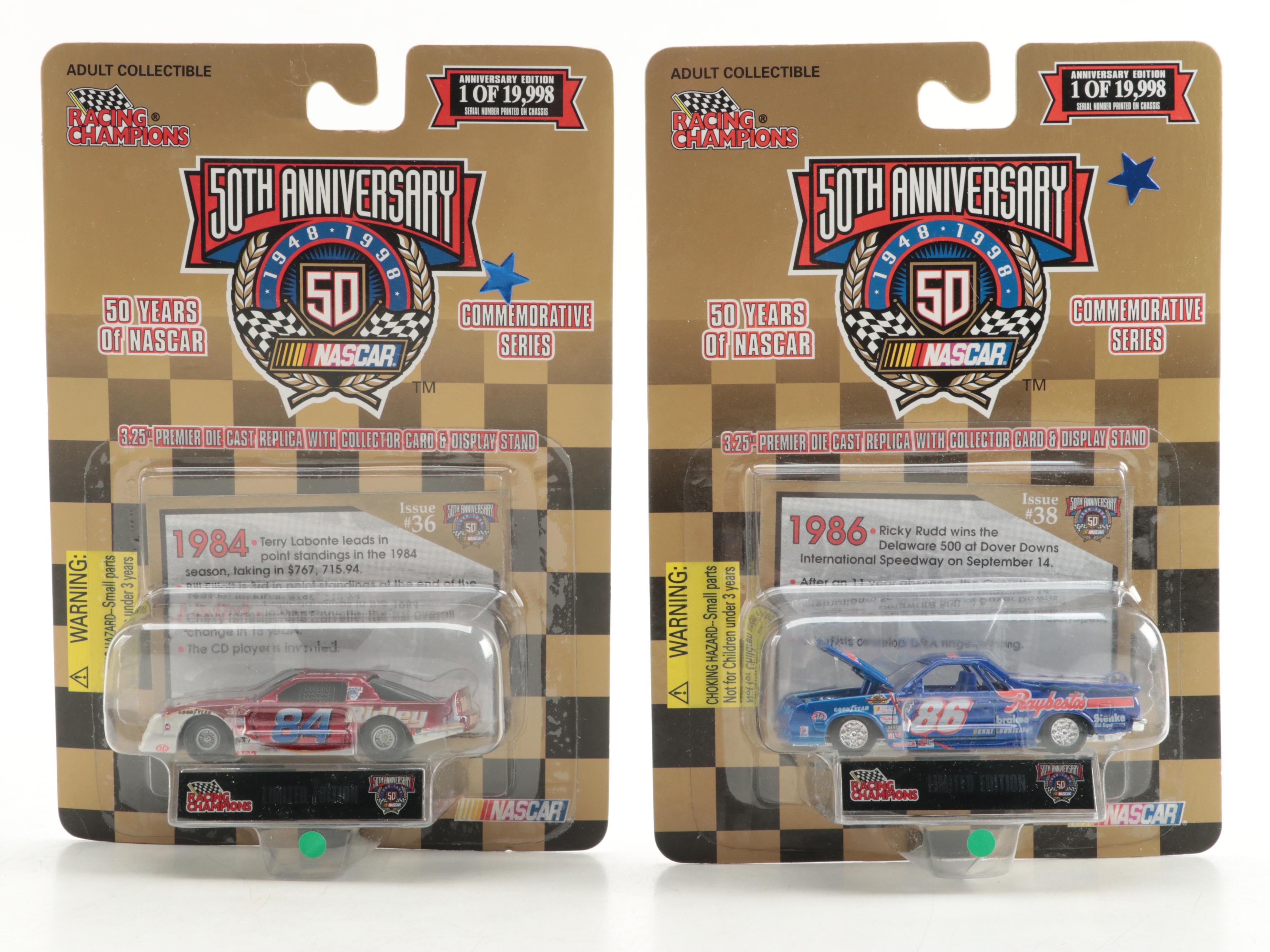 Racing Champions NASCAR 50th Anniversary Diecast Cars with Collector Cards