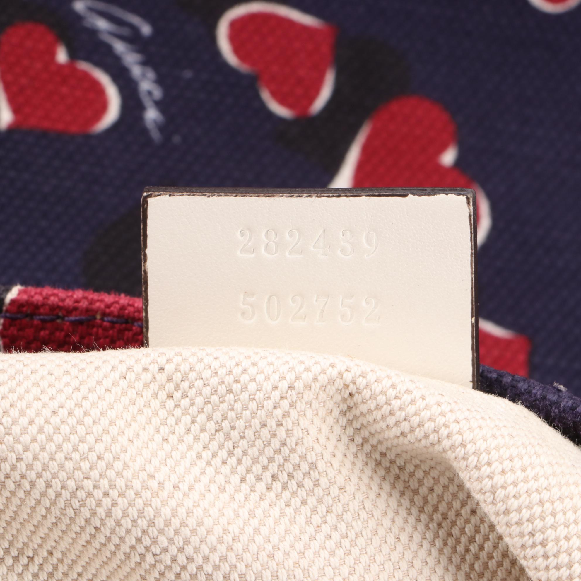 Gucci Medium Shopper Tote in Heartbeat Print Canvas with Leather Trim