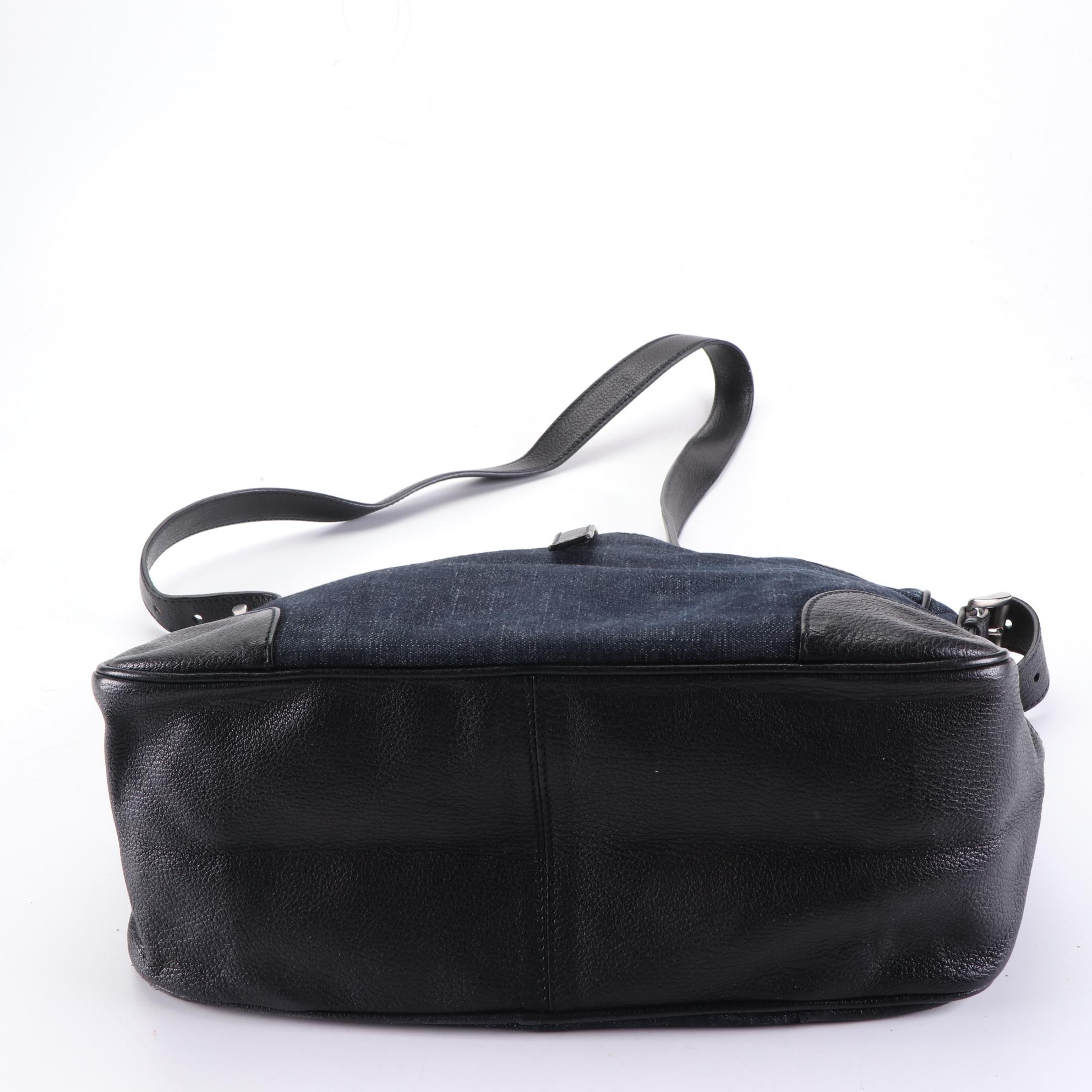 Prada Front Pocket Crossbody Bag in Denim and Leather