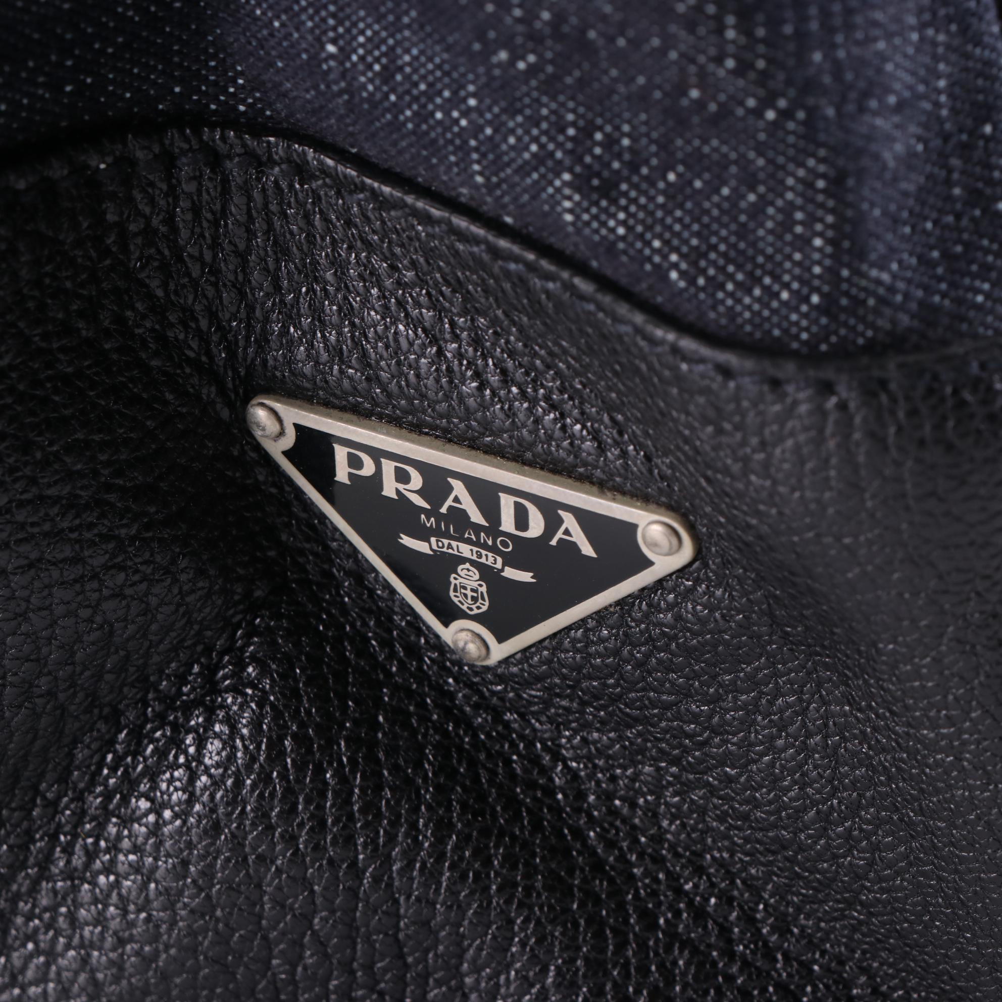 Prada Front Pocket Crossbody Bag in Denim and Leather