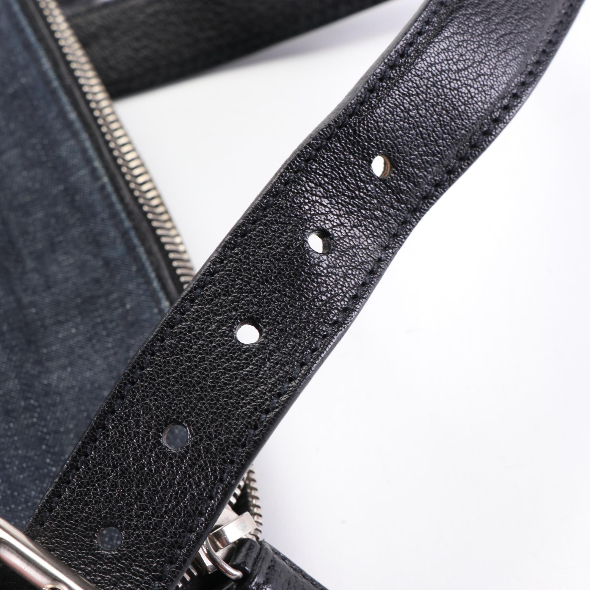 Prada Front Pocket Crossbody Bag in Denim and Leather