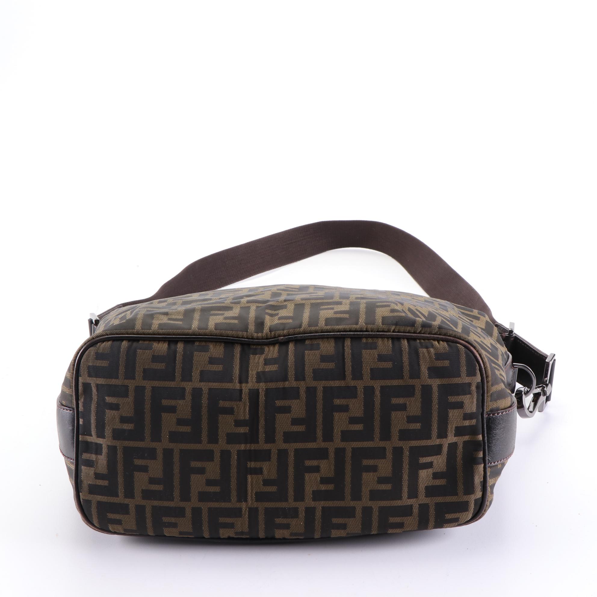 Fendi Zucca Canvas and Leather Shoulder Bag