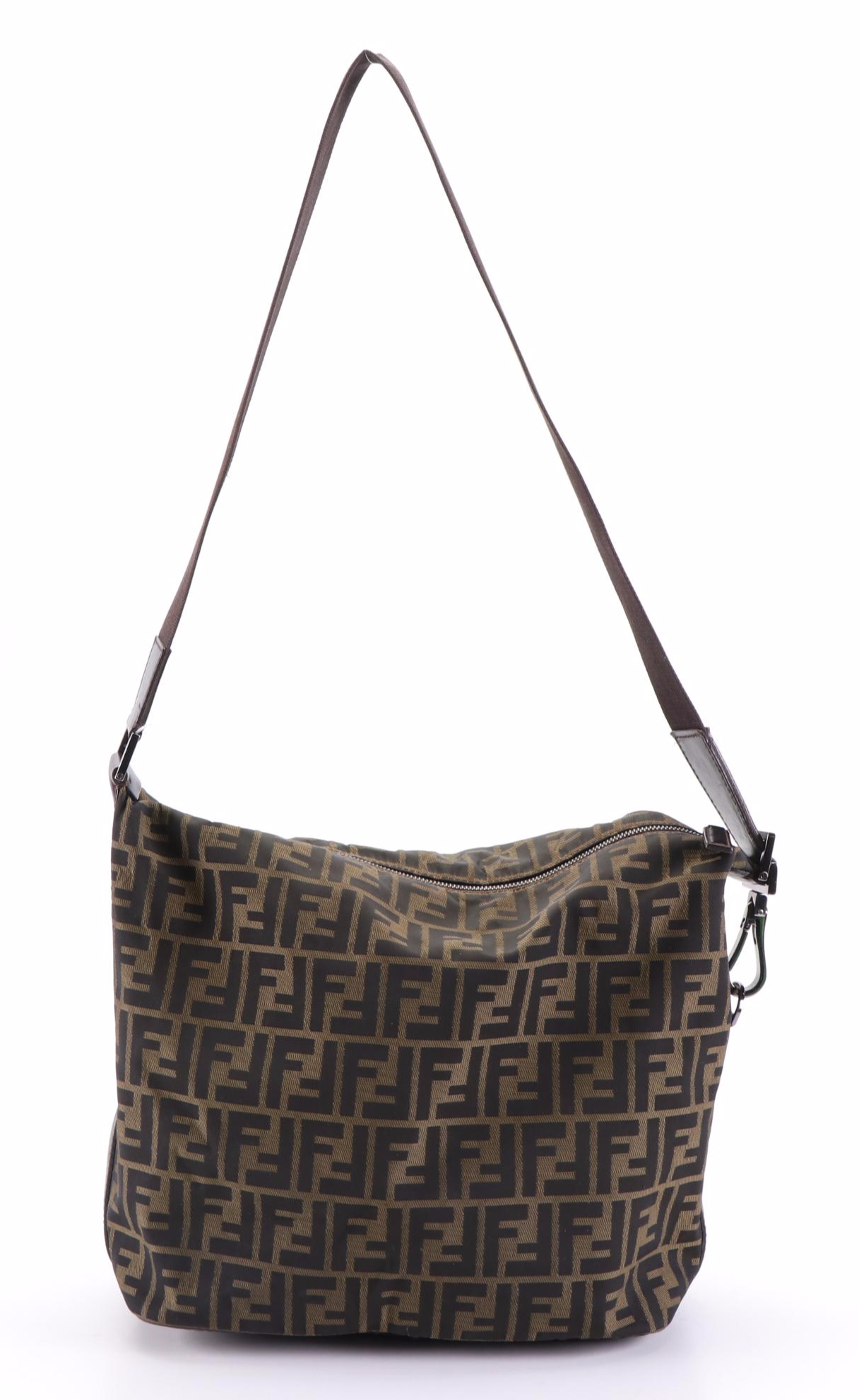 Fendi Zucca Canvas and Leather Shoulder Bag