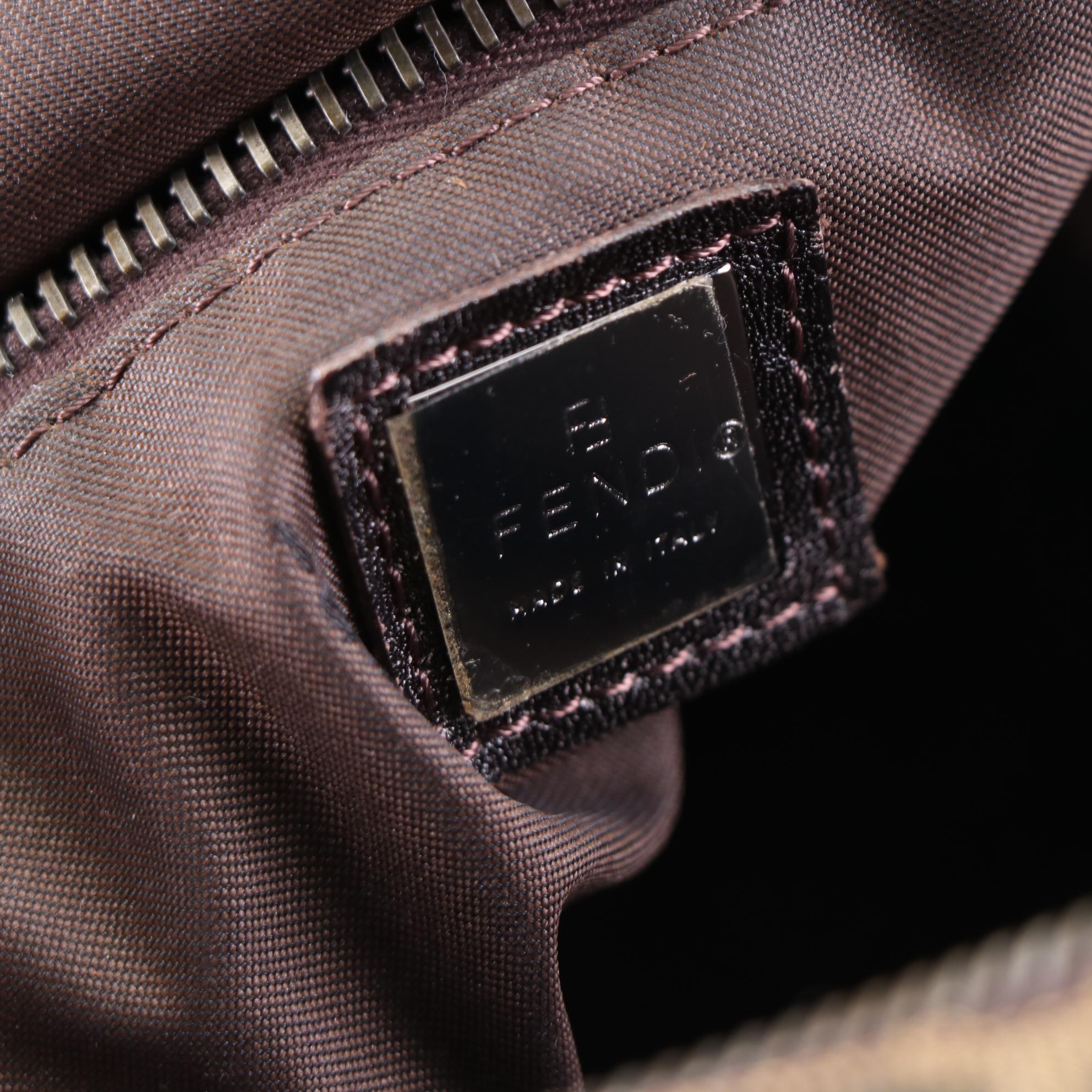 Fendi Zucca Canvas and Leather Shoulder Bag