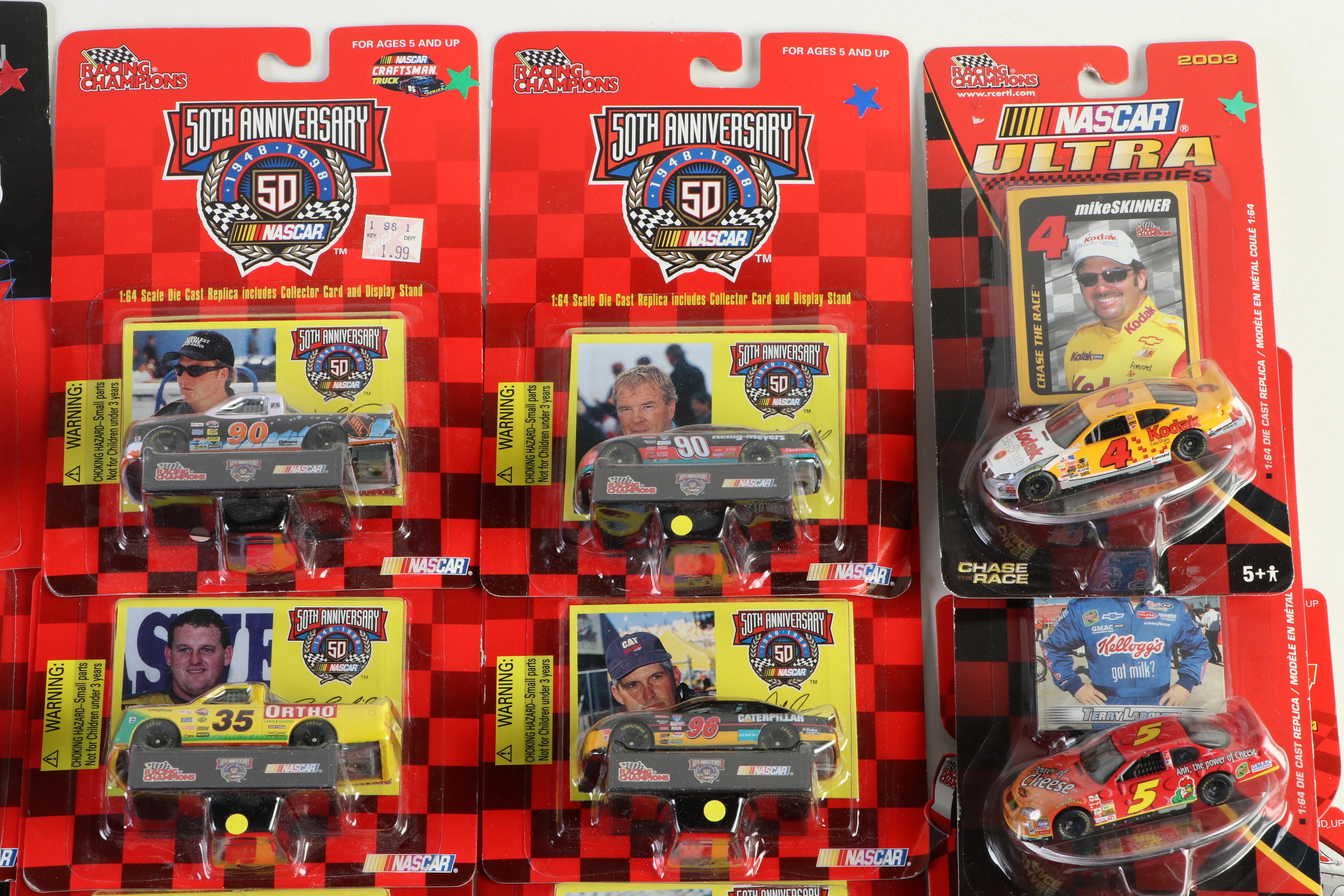 Racing Champions NASCAR Diecast Trucks with Cards and Display Stands
