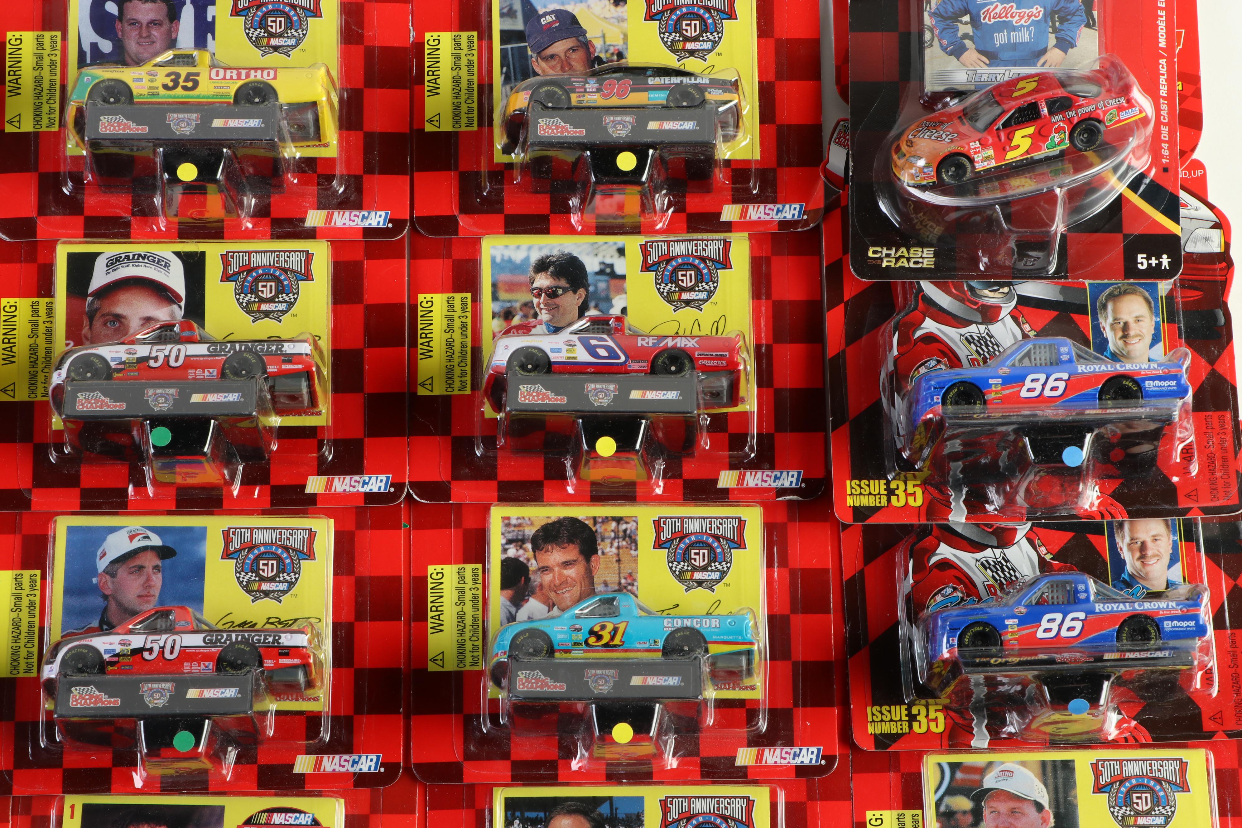 Racing Champions NASCAR Diecast Trucks with Cards and Display Stands