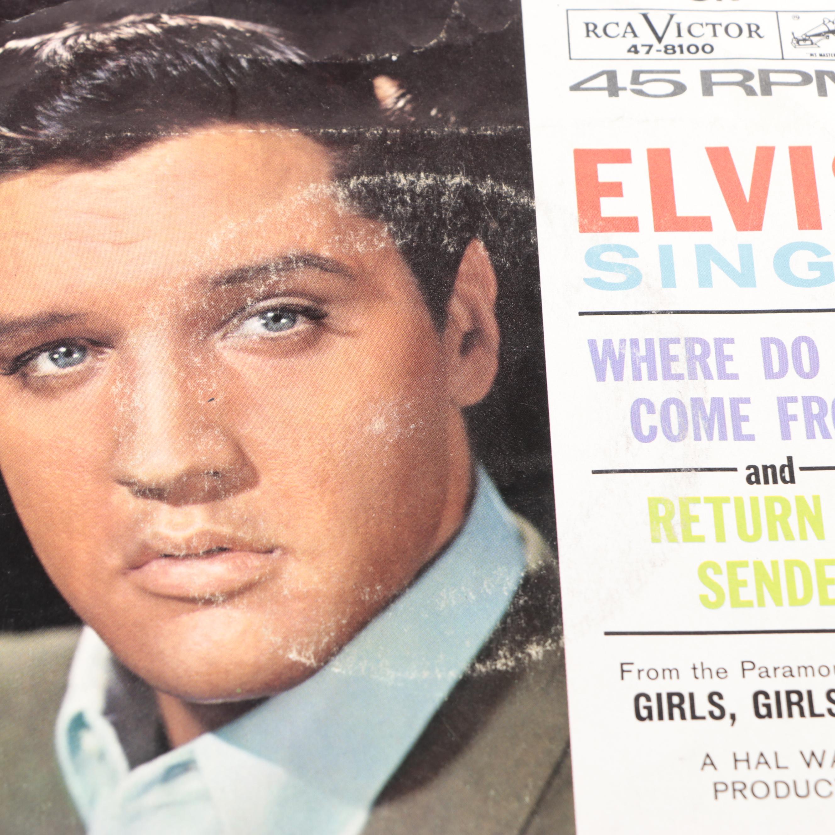 Elvis Presley Record Singles with "Motion Picture" Fold-Out Poster Magazine