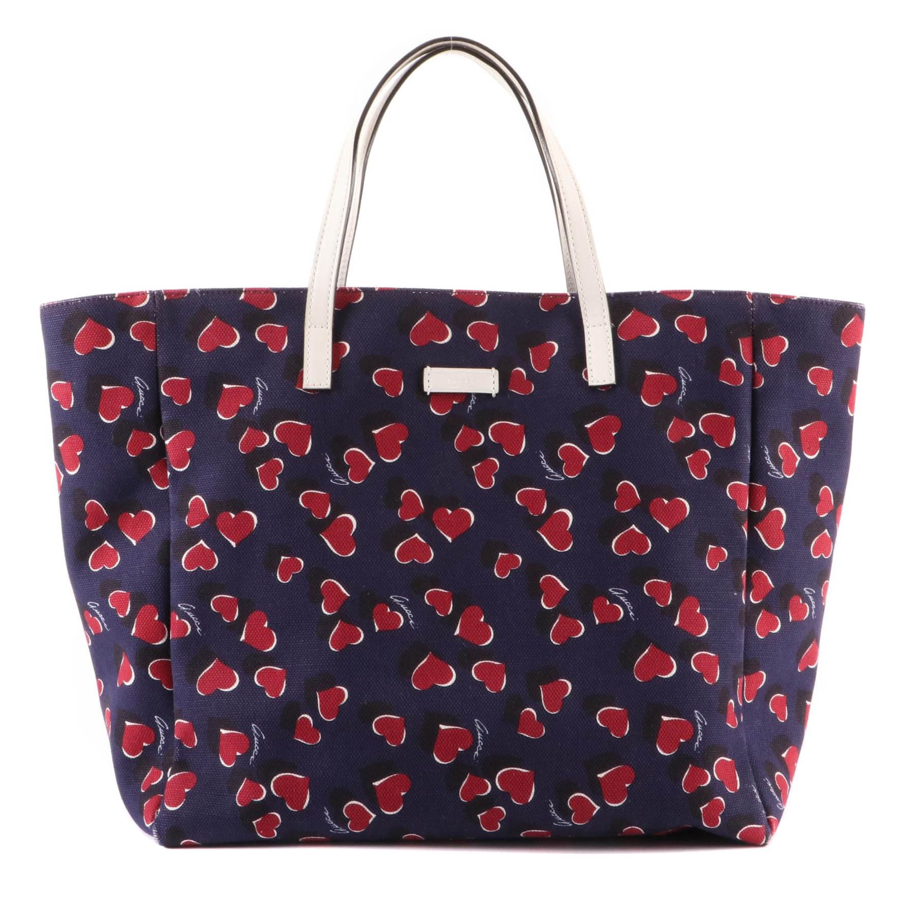 Gucci Medium Shopper Tote in Heartbeat Print Canvas with Leather Trim