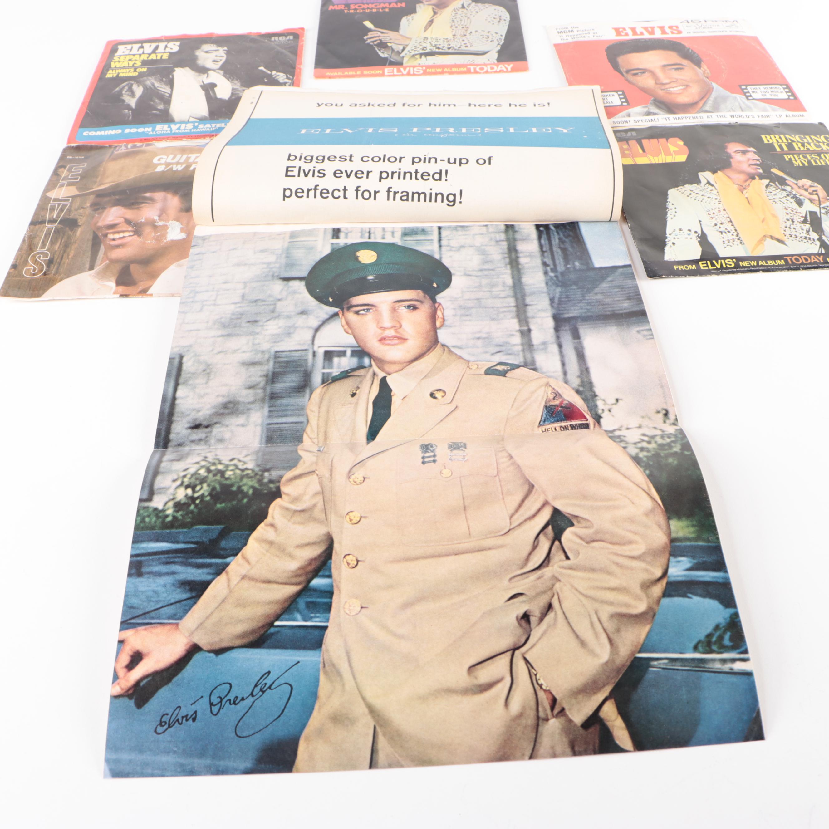 Elvis Presley Record Singles with "Motion Picture" Fold-Out Poster Magazine