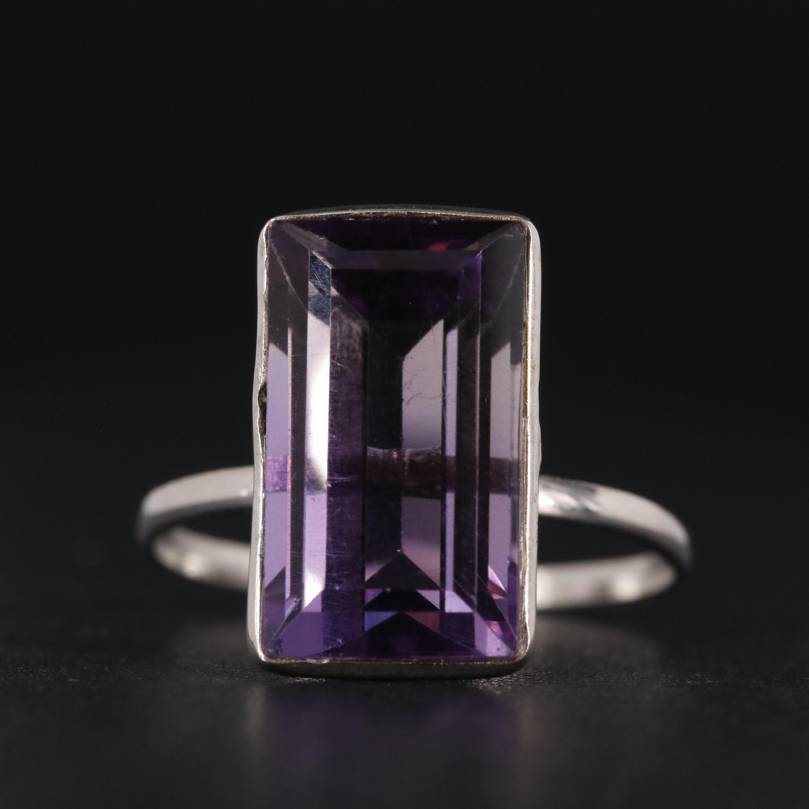 14K 6.05 CT Amethyst Solitaire Ring