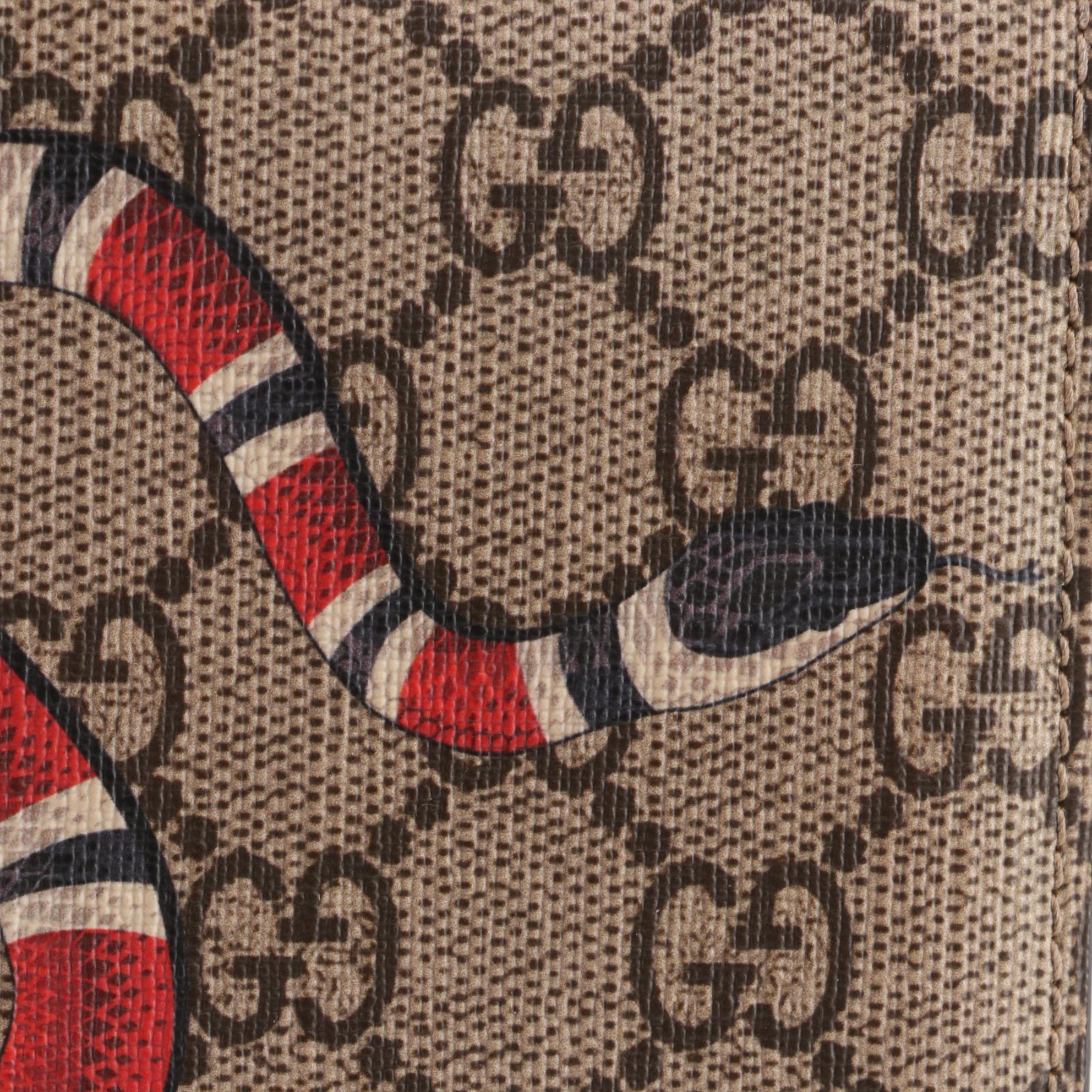 Gucci Snake Print GG Supreme Canvas Bifold Wallet