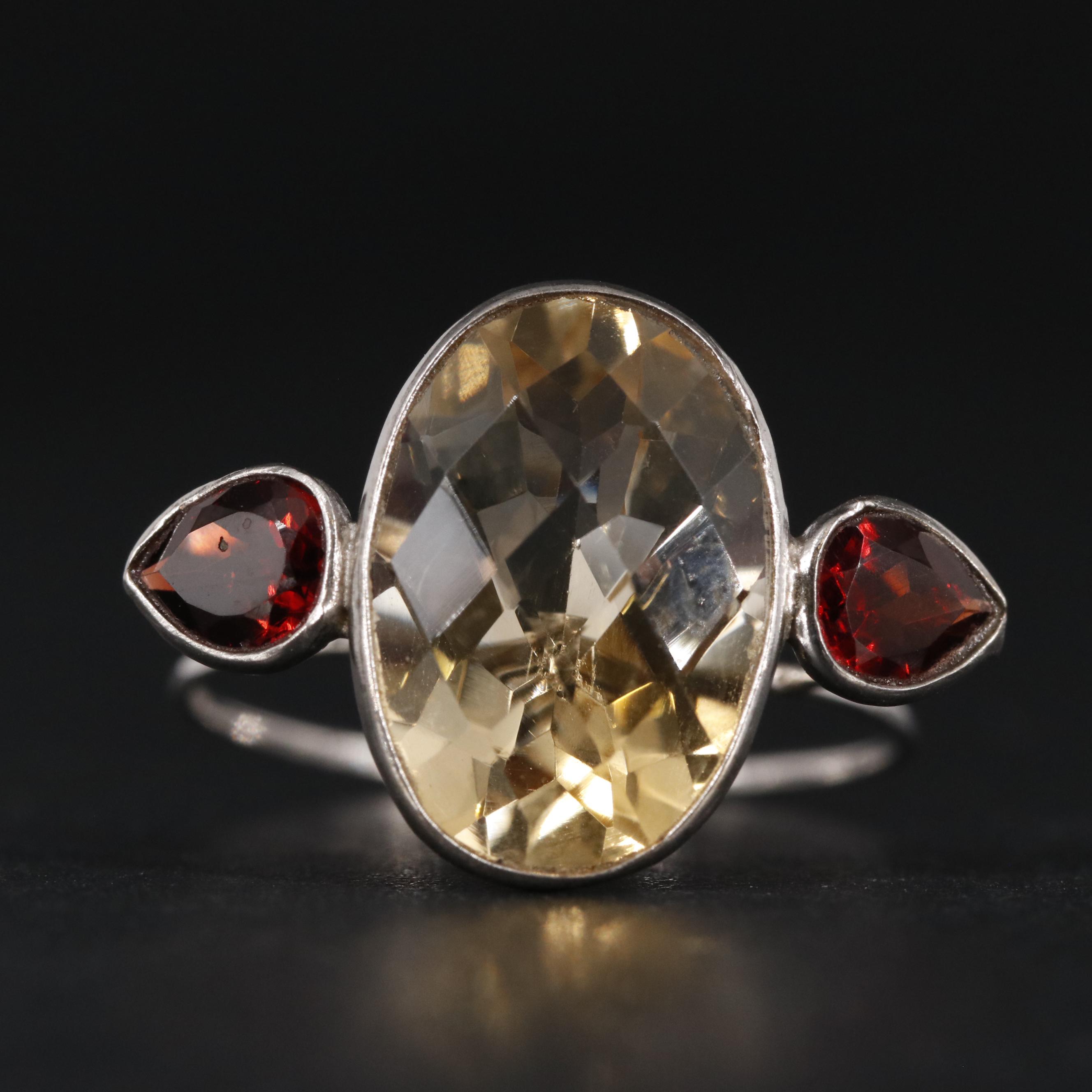 14K 4.38 CTW Garnet and Citrine Ring