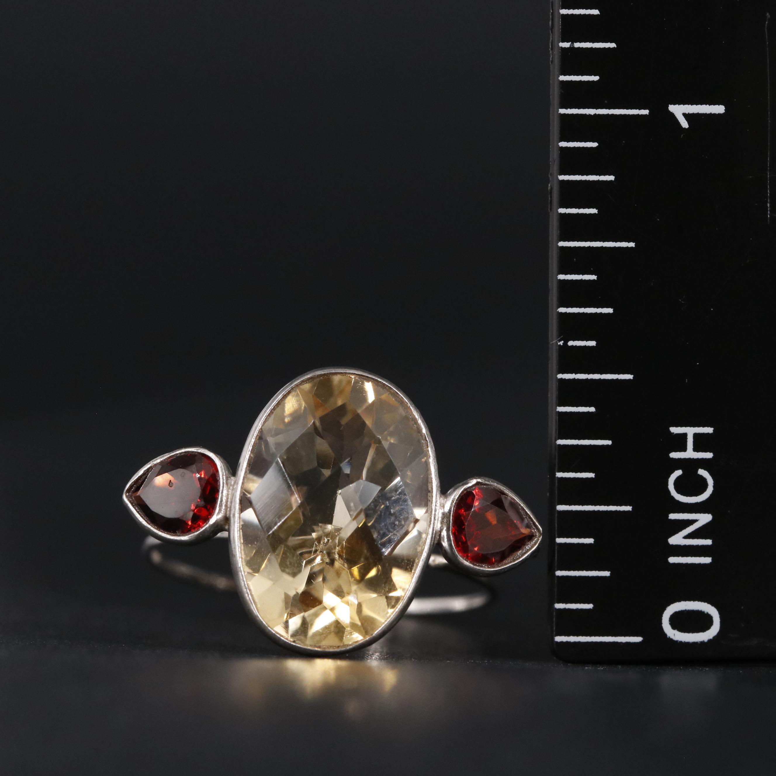 14K 4.38 CTW Garnet and Citrine Ring