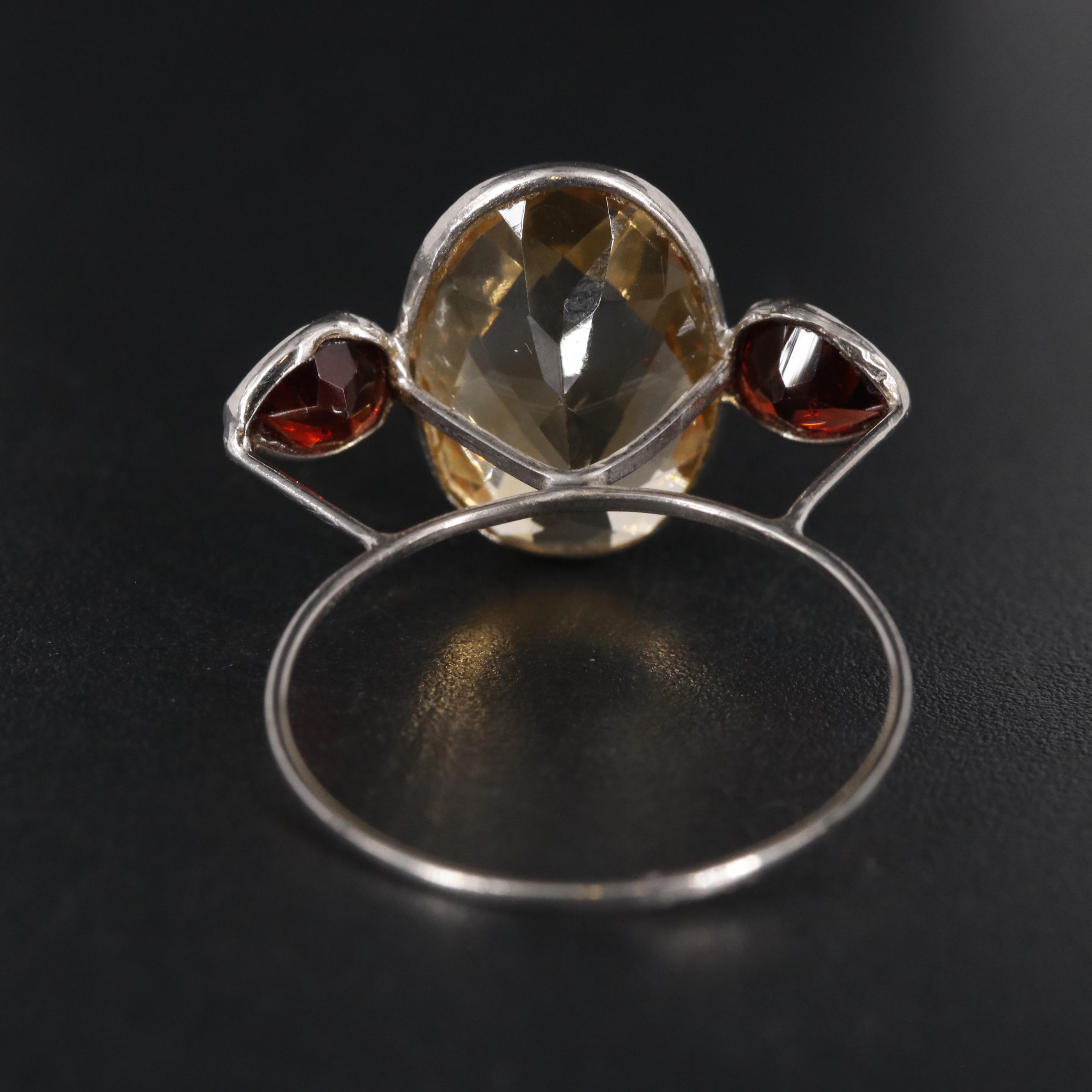 14K 4.38 CTW Garnet and Citrine Ring