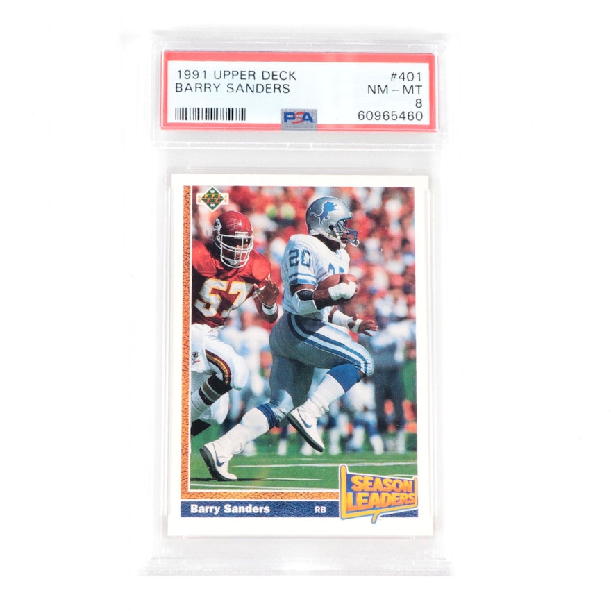 1991 Upper Deck Barry Sanders #401 Graded PSA 8 NM-MT Football Card