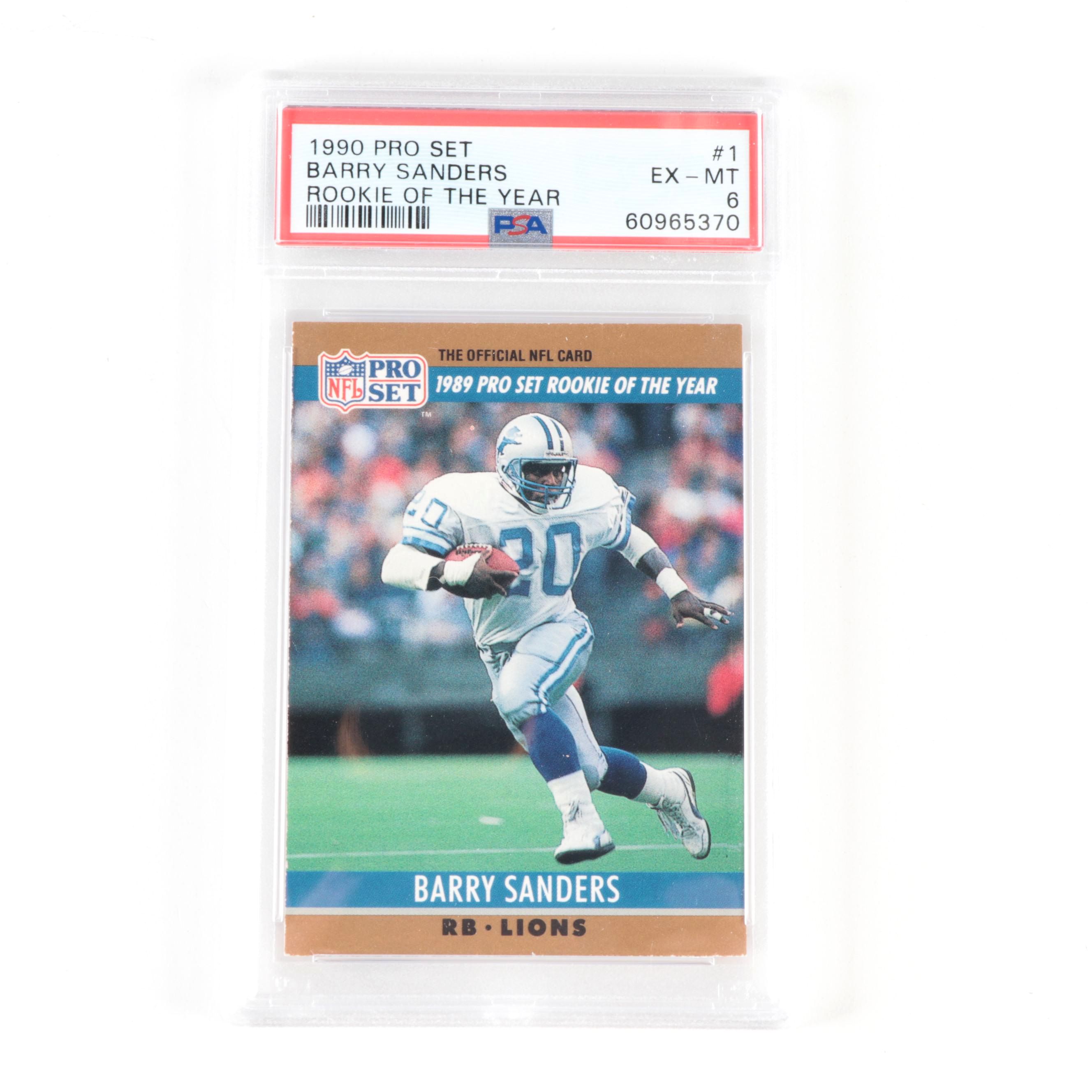 1990 NFL Pro Set Rookie Of The Year Barry Sanders Graded Football Card