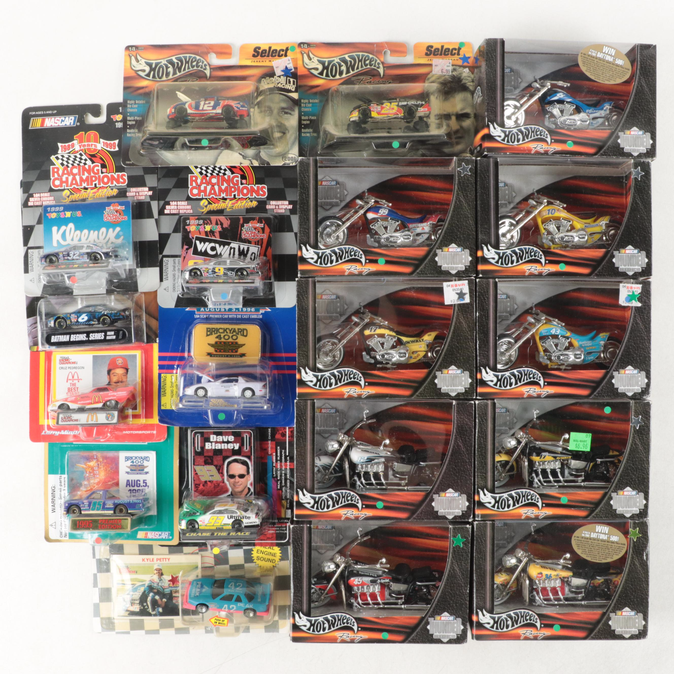 Racing Champions and Hot Wheels NASCAR Diecast Cars and Motorbikes