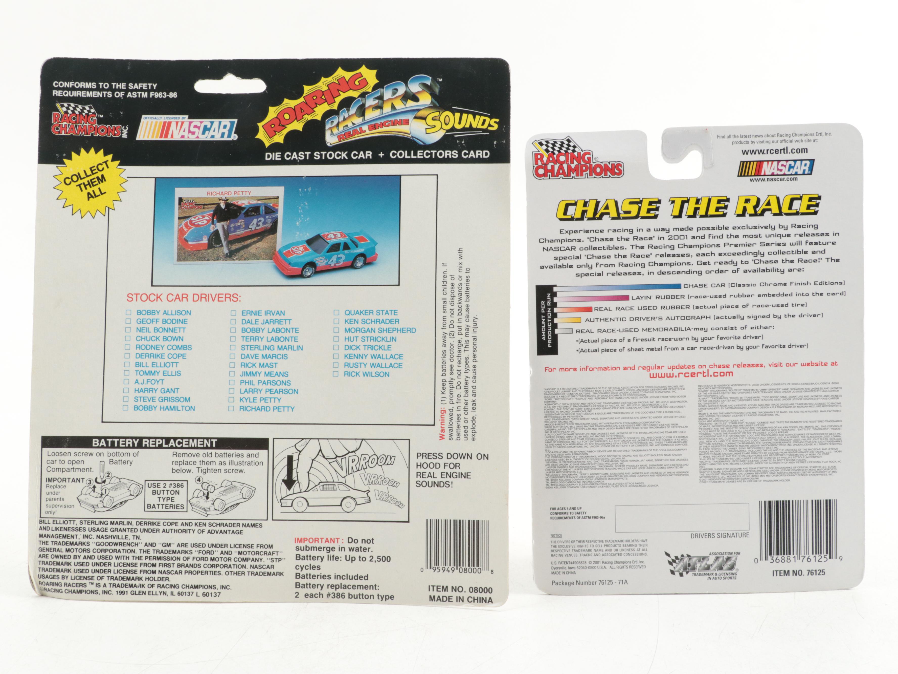 Racing Champions and Hot Wheels NASCAR Diecast Cars and Motorbikes
