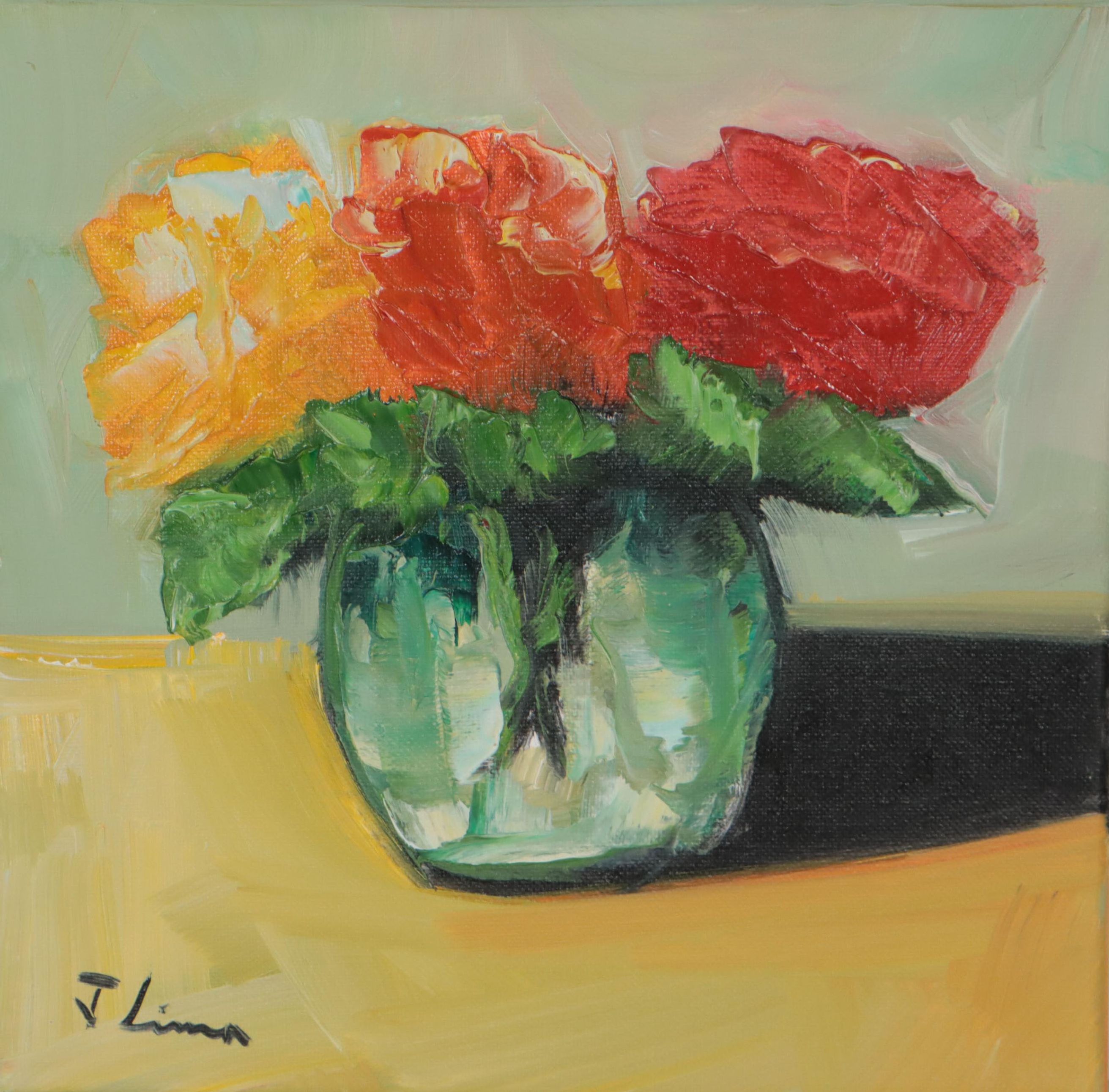 José M. Lima Floral Still Life Oil Painting, 2022