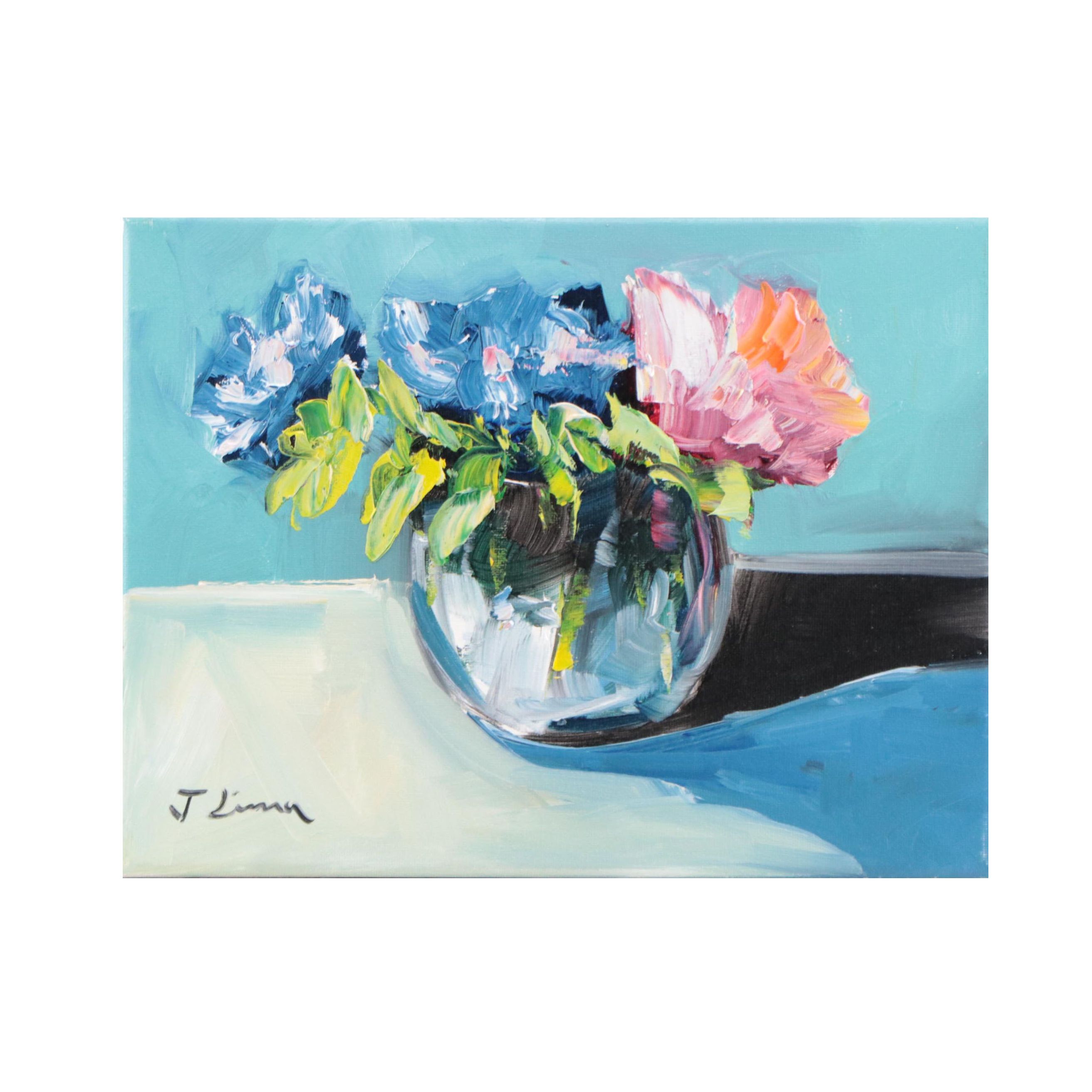 José M. Lima Floral Still Life Oil Painting, 2022