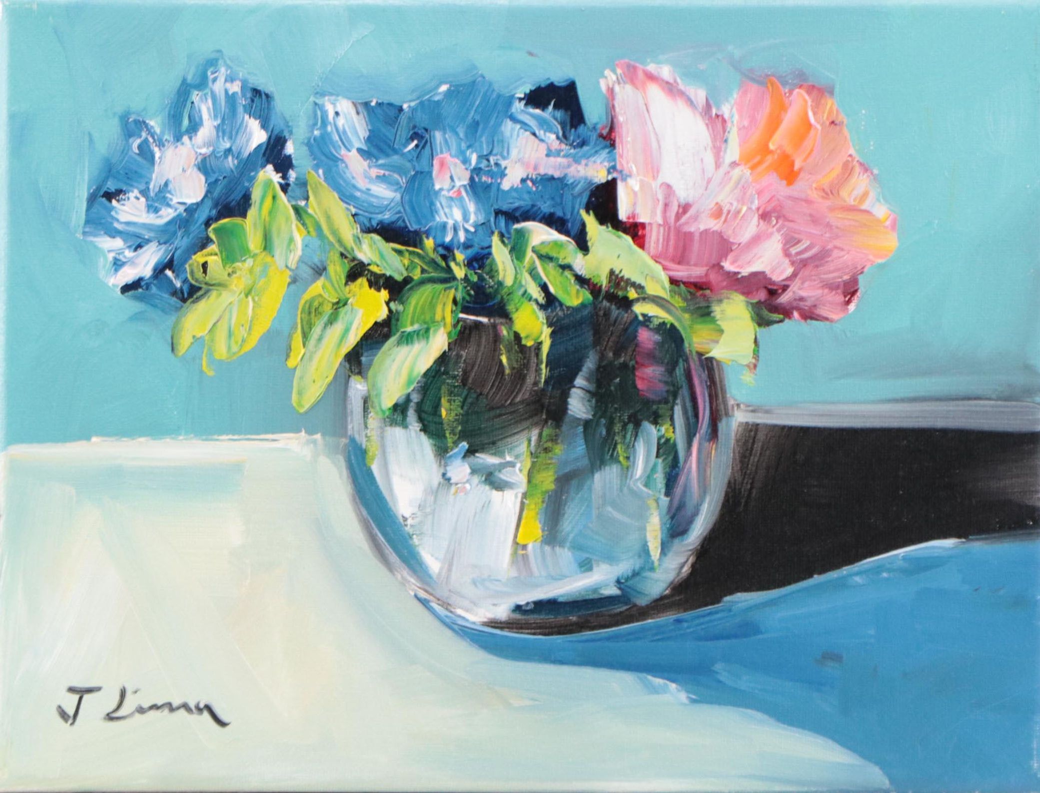 José M. Lima Floral Still Life Oil Painting, 2022