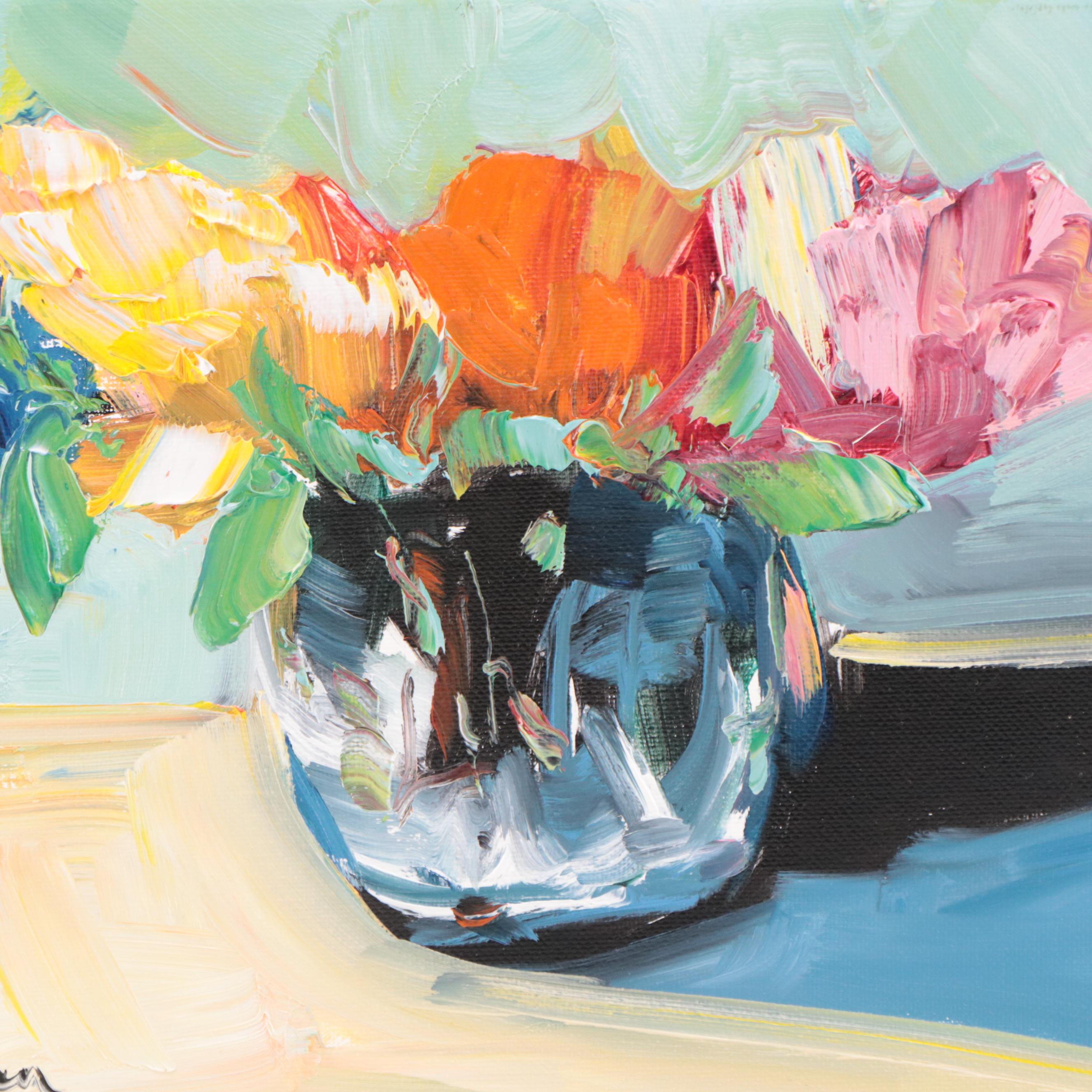 José M. Lima Floral Still Life Oil Painting, 2022