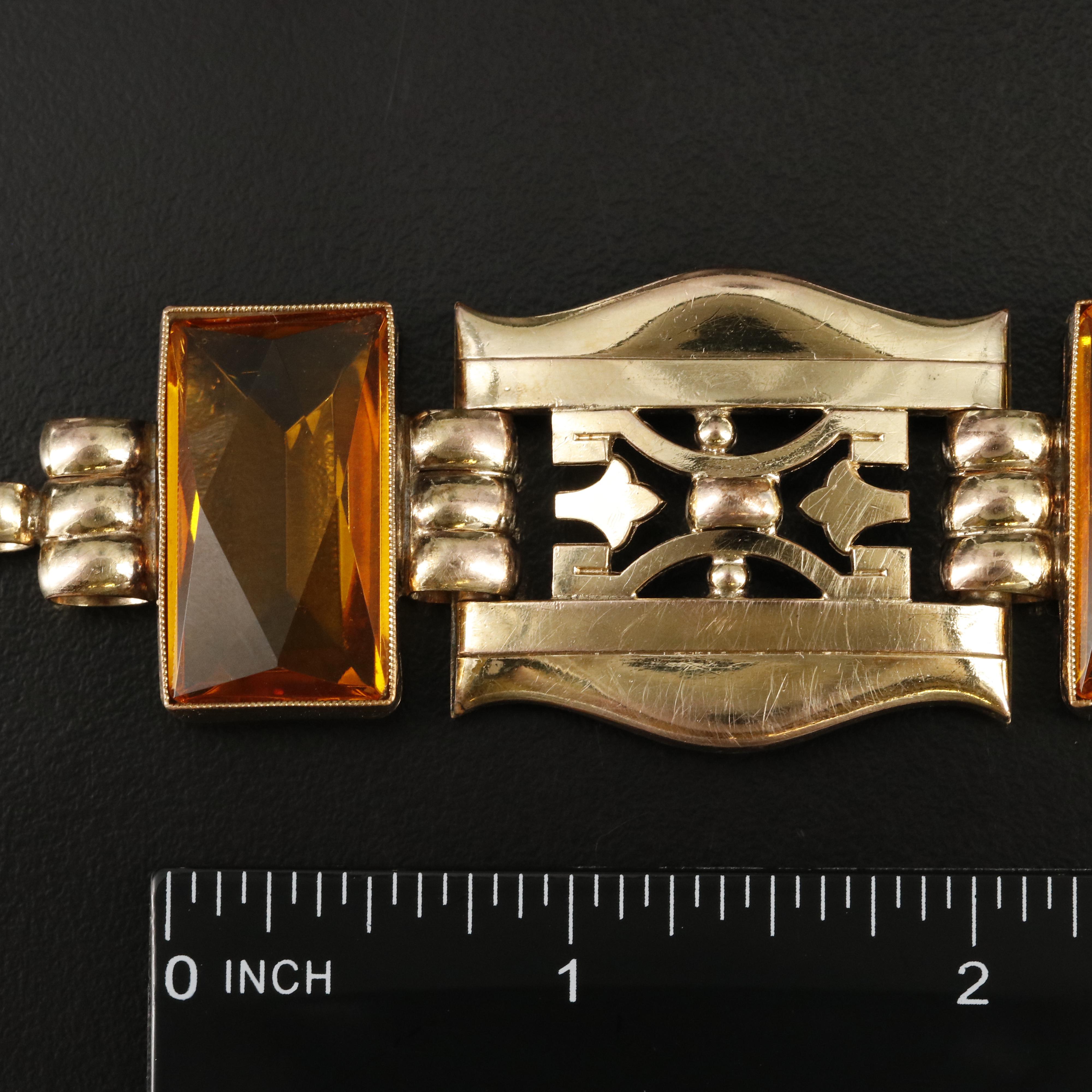 Vintage Retro Faceted Glass Panel Bracelet