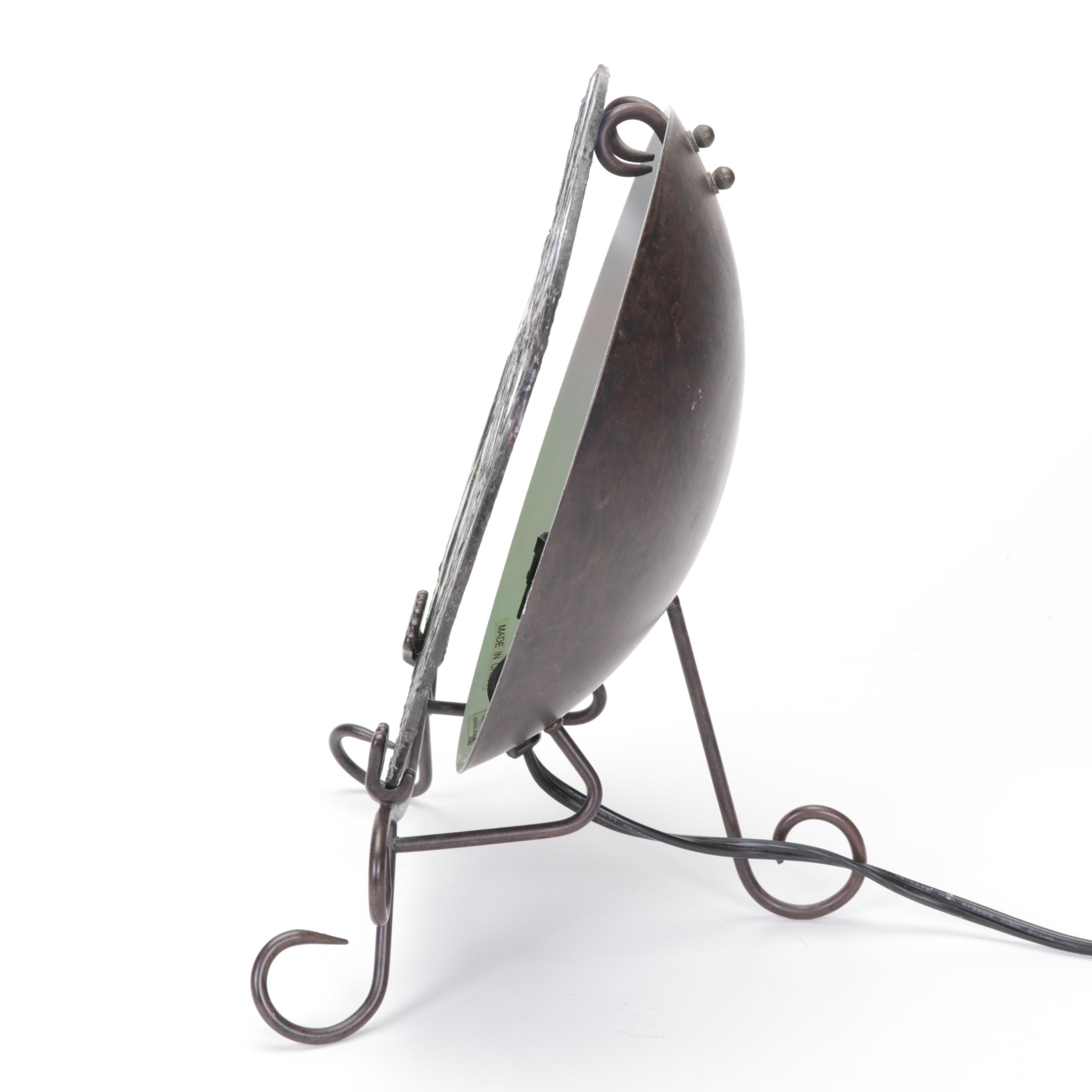 Pair of Dragonfly Slag Glass Tabletop Night Lights