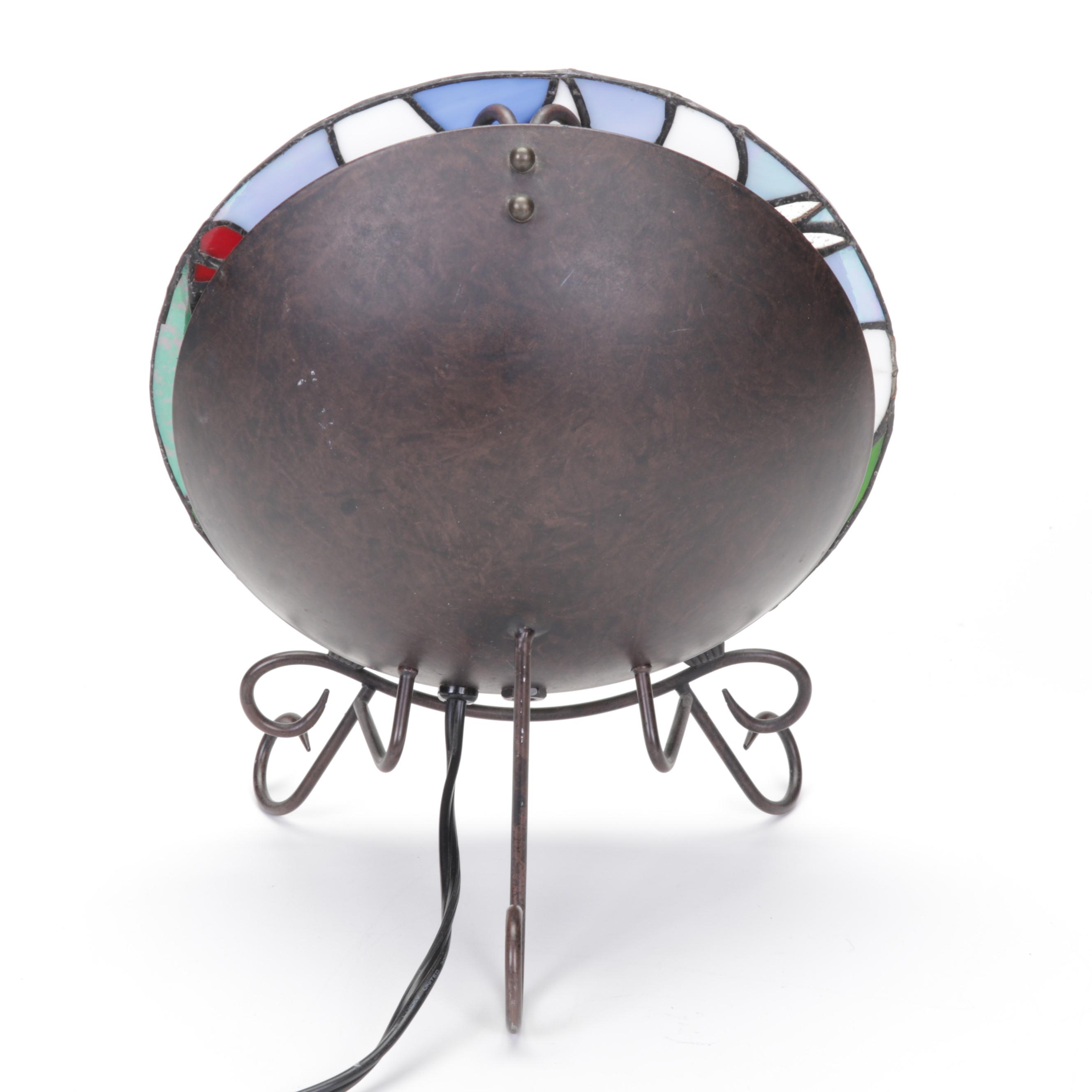 Pair of Dragonfly Slag Glass Tabletop Night Lights