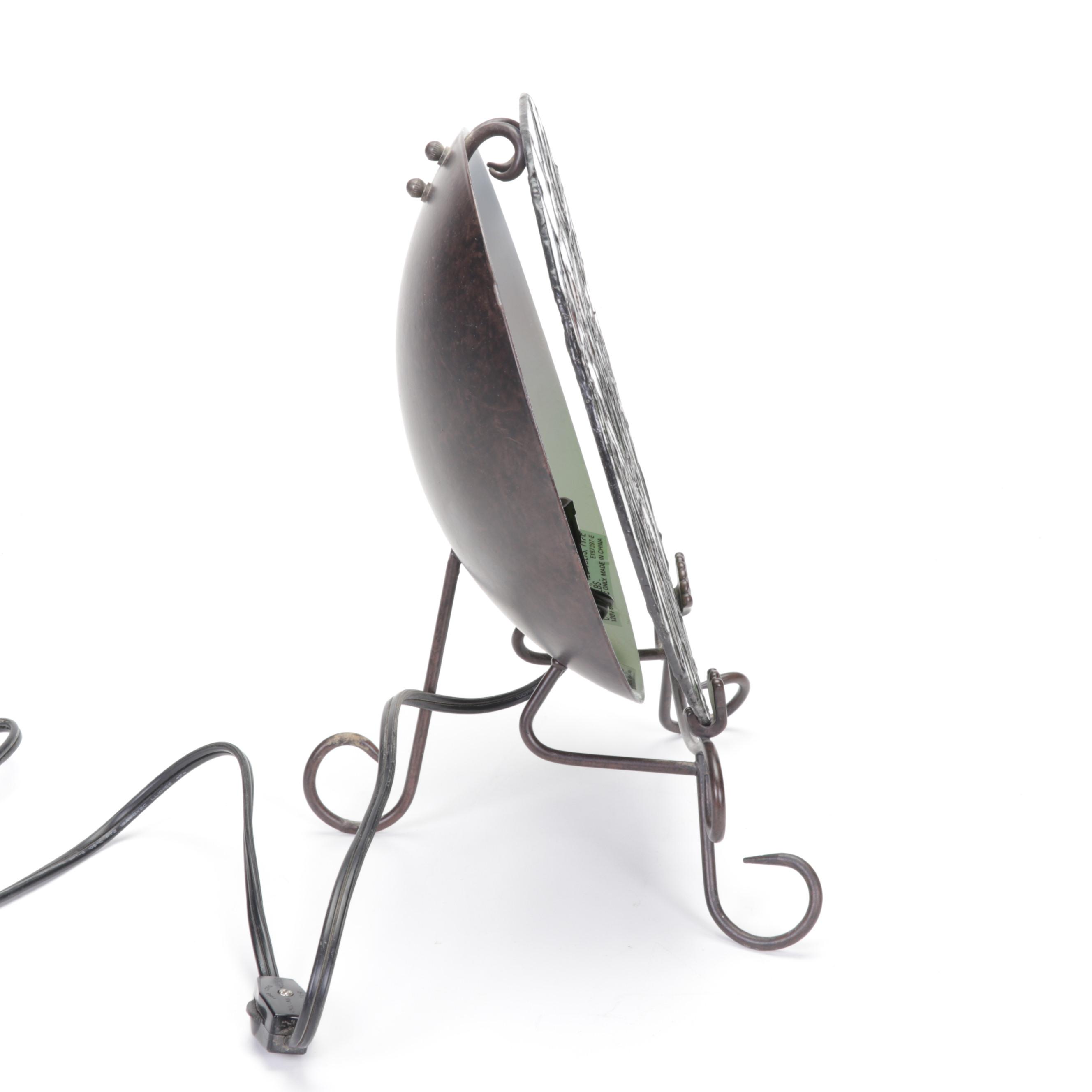 Pair of Dragonfly Slag Glass Tabletop Night Lights