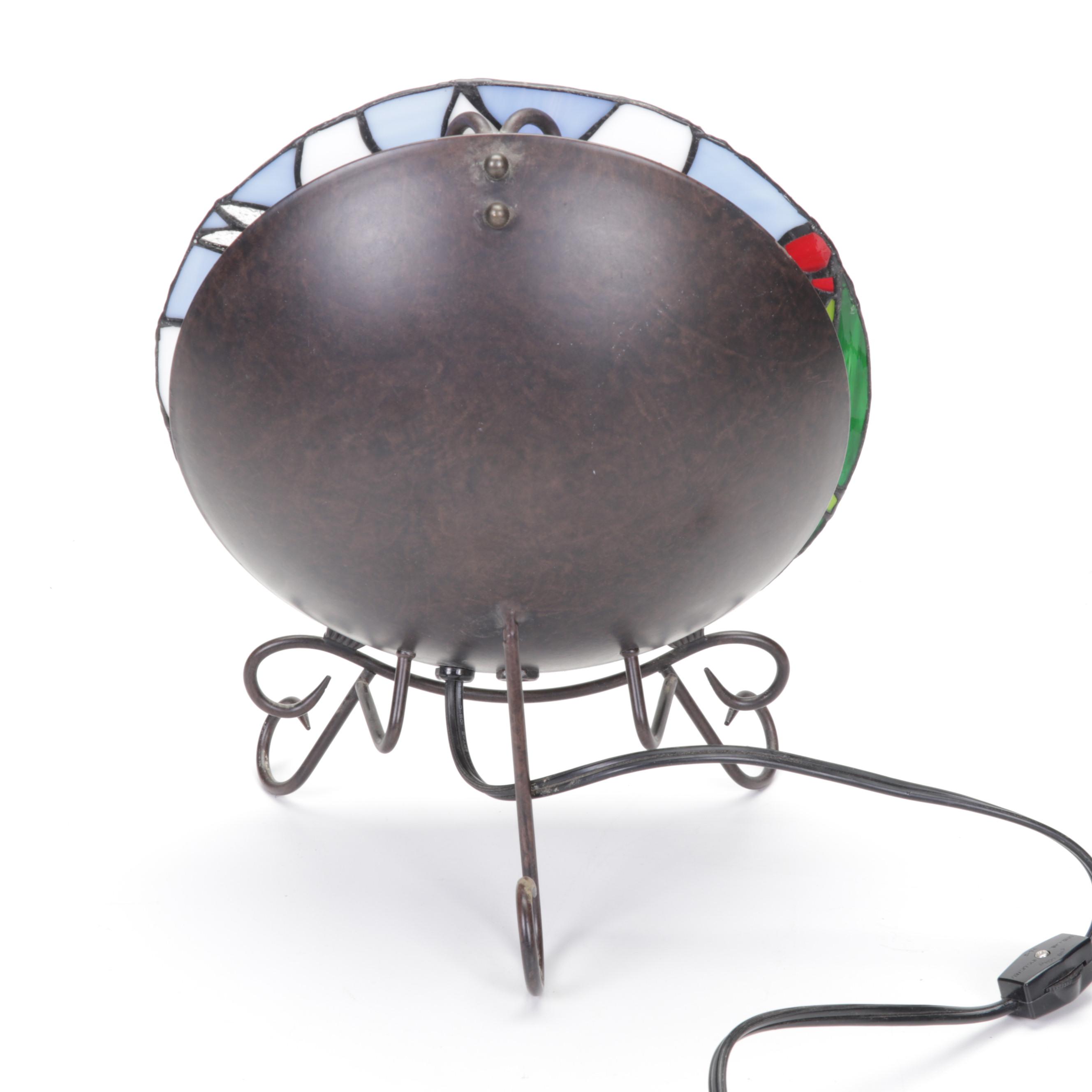 Pair of Dragonfly Slag Glass Tabletop Night Lights