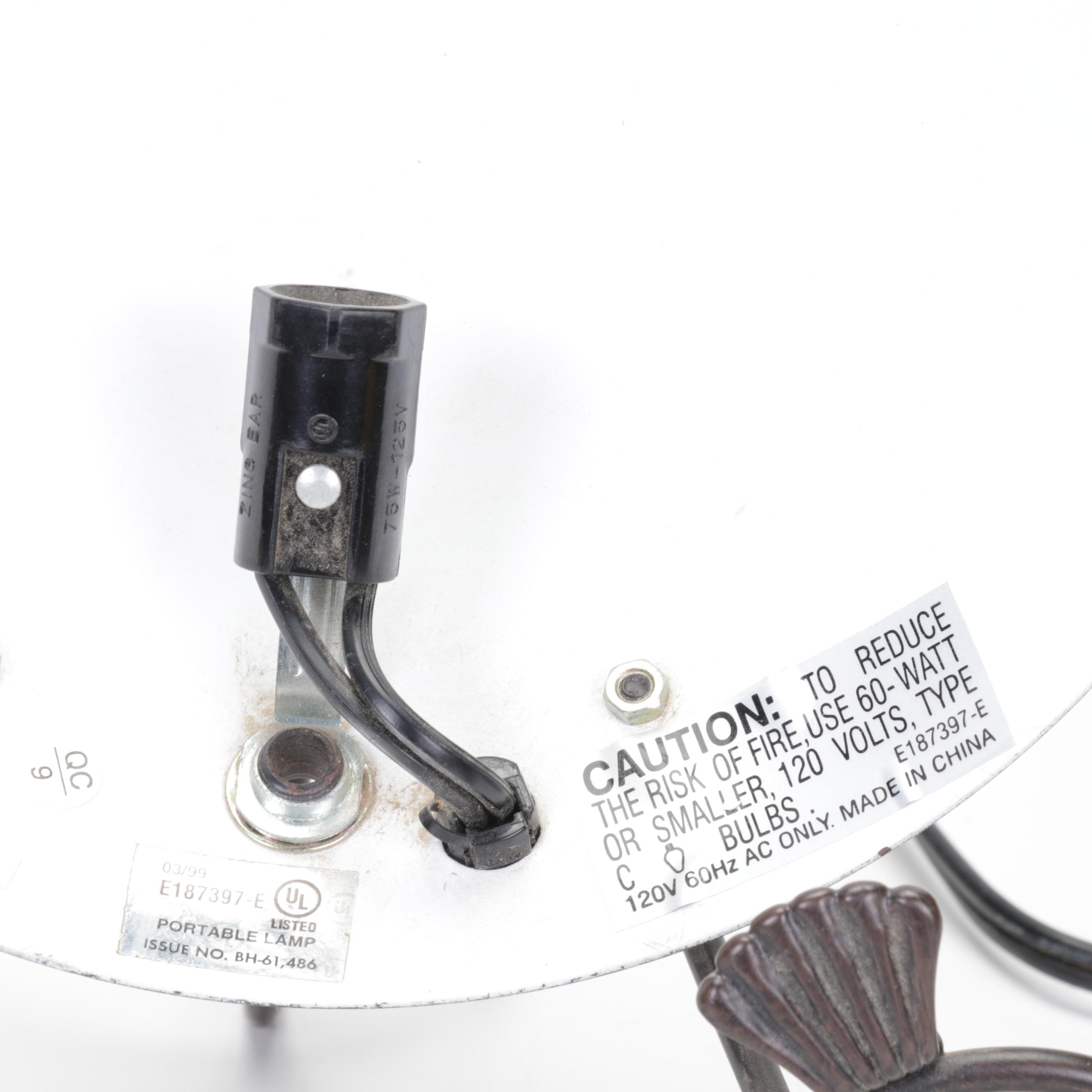 Pair of Dragonfly Slag Glass Tabletop Night Lights