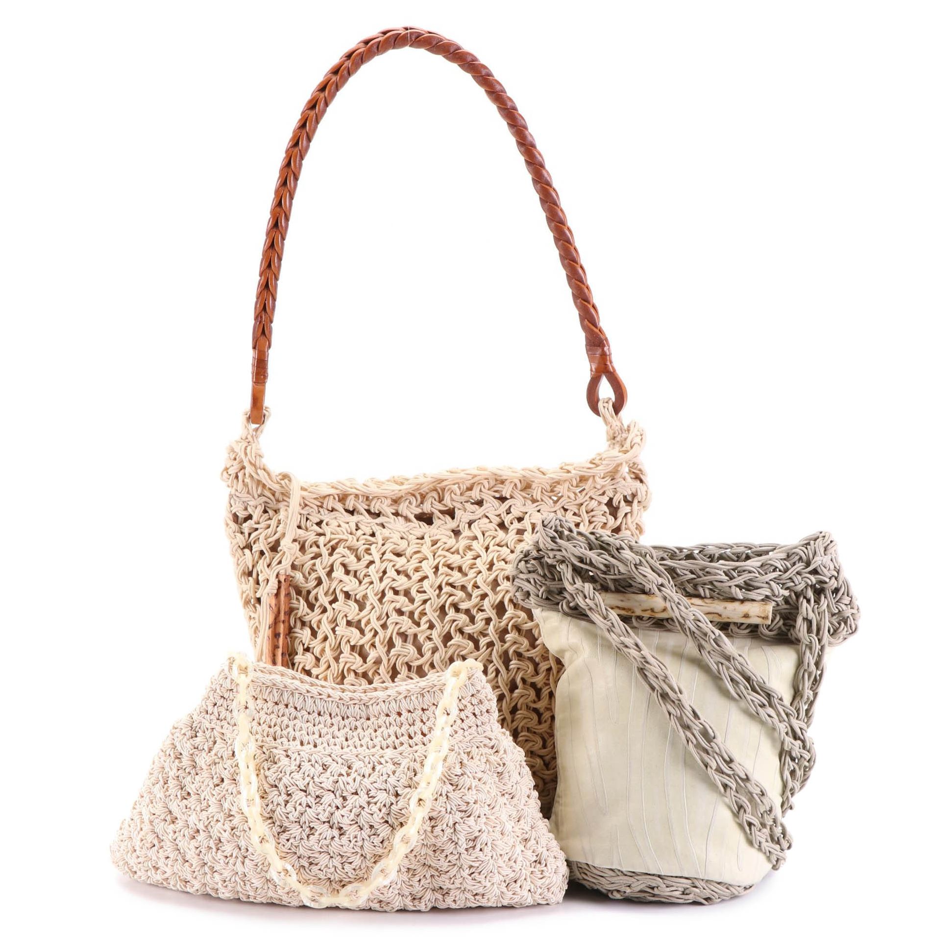 Susan Riedweg and Gun-Marie Nilsson Crochet and Leather Shoulder Bags