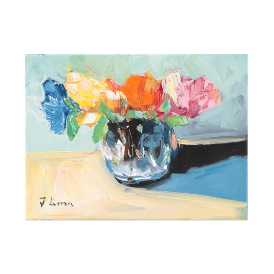 José M. Lima Floral Still Life Oil Painting, 2022