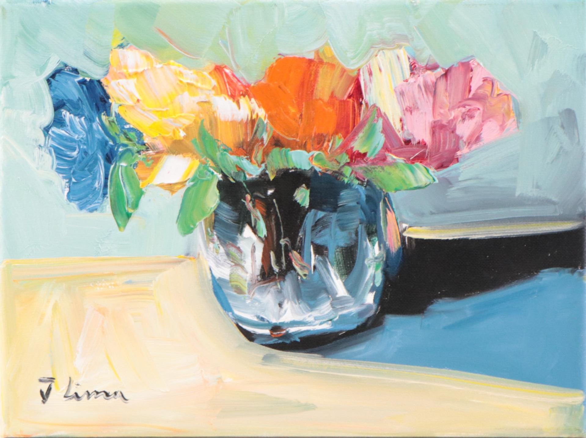 José M. Lima Floral Still Life Oil Painting, 2022